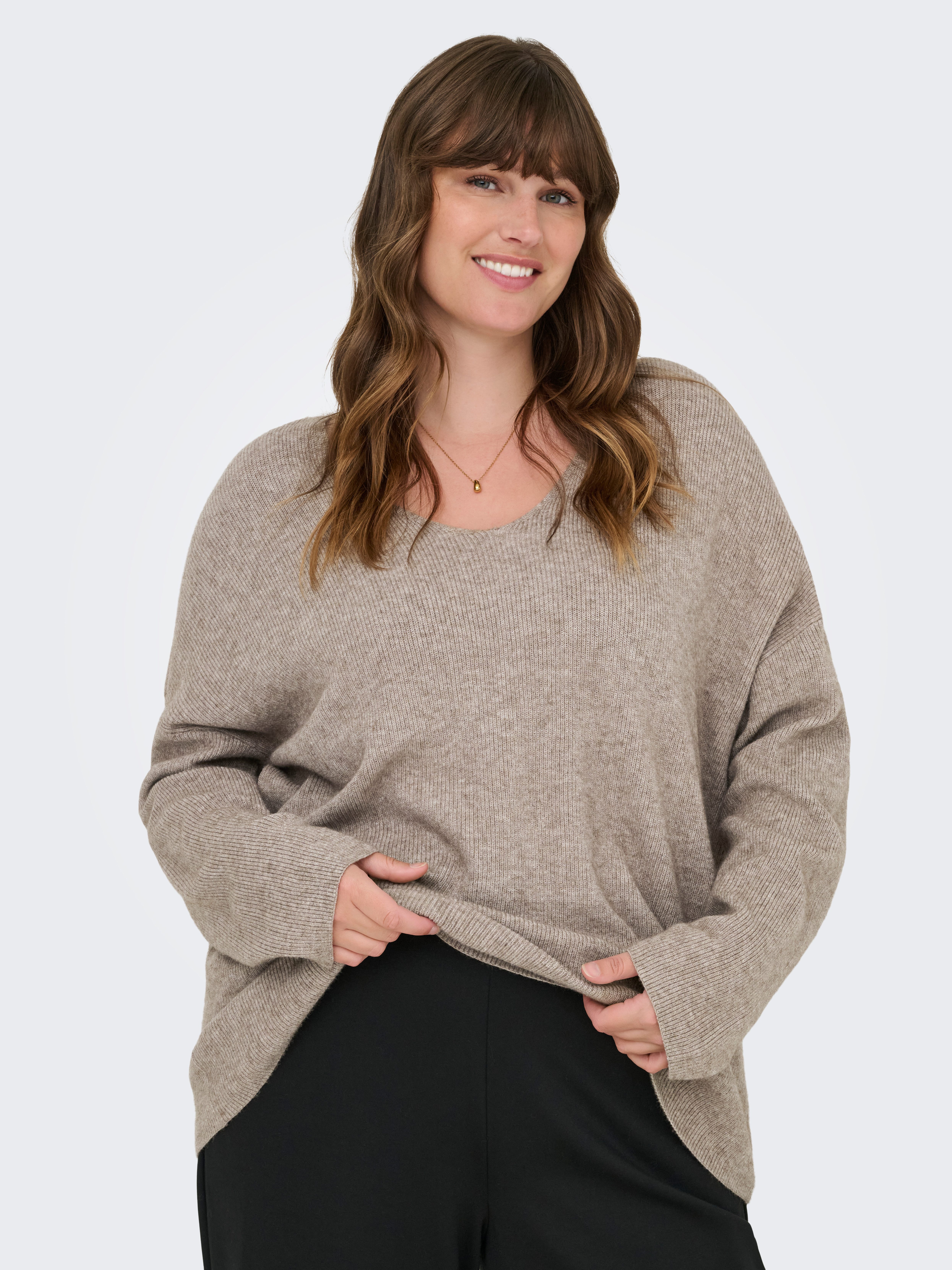 ONLY CARMAKOMA V-Ausschnitt-Pullover CARIBI LS RIB günstig online kaufen