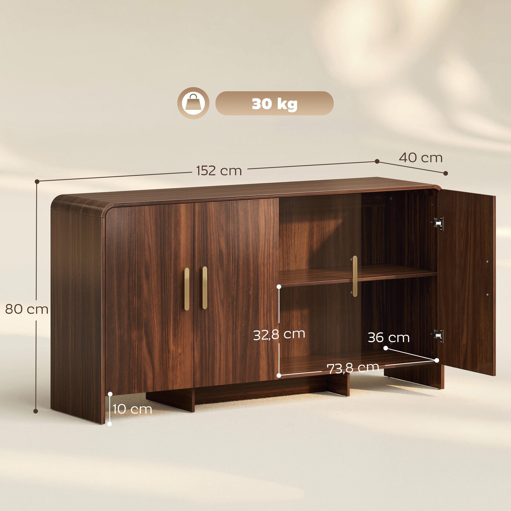 HOMCOM Sideboard (Packung, 2 St., 1), Breite 152 cm