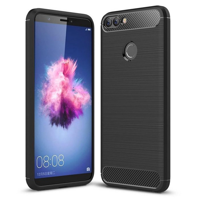 CoolGadget Handyhülle Carbon Handy Hülle für Huawei P Smart 5 6 Zoll robuste Telefonhülle Case Schutzhülle für P Smart (2018) Hülle
