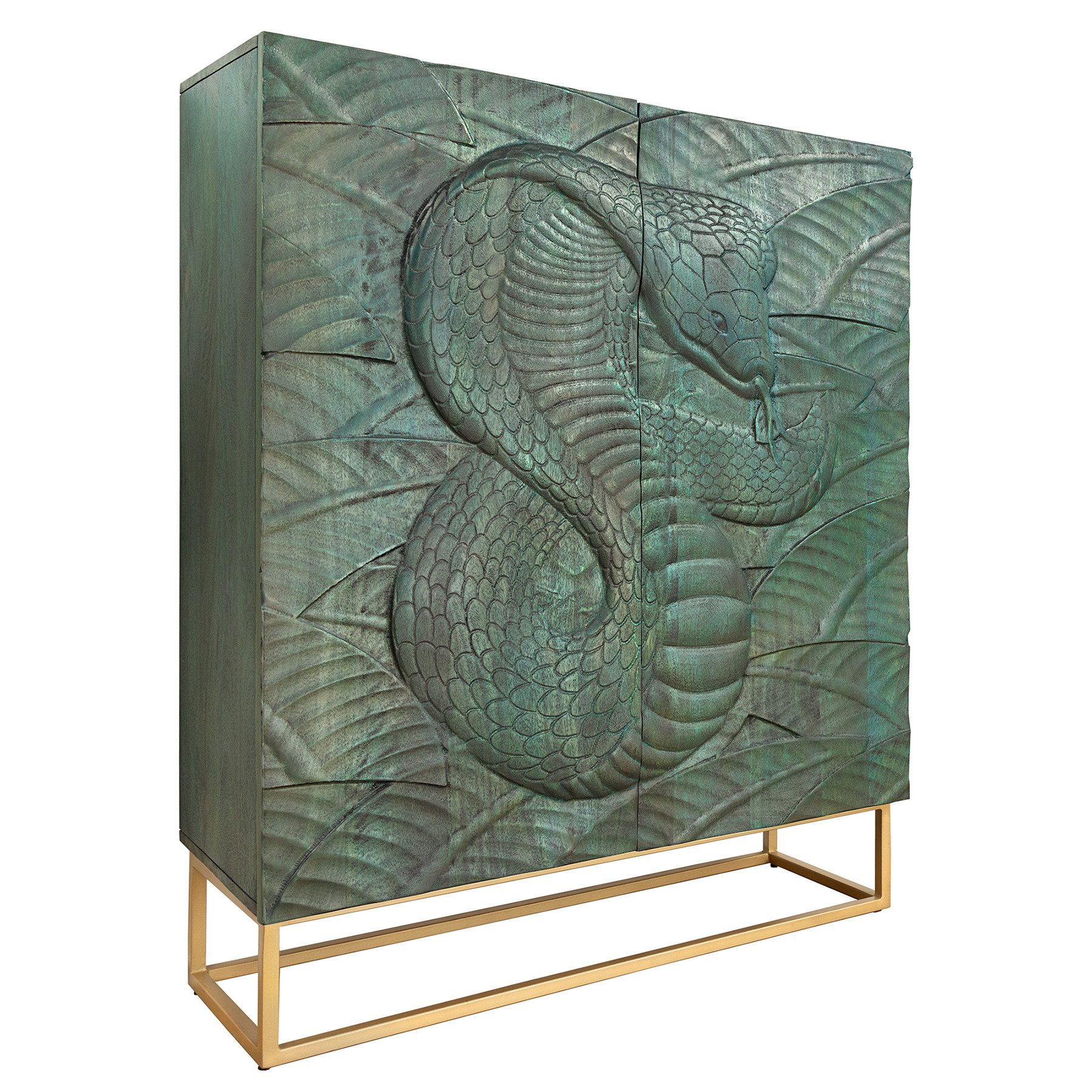 riess-ambiente Highboard SNAKE 120cm türkis / gold · Hochschrank aus Massiv günstig online kaufen