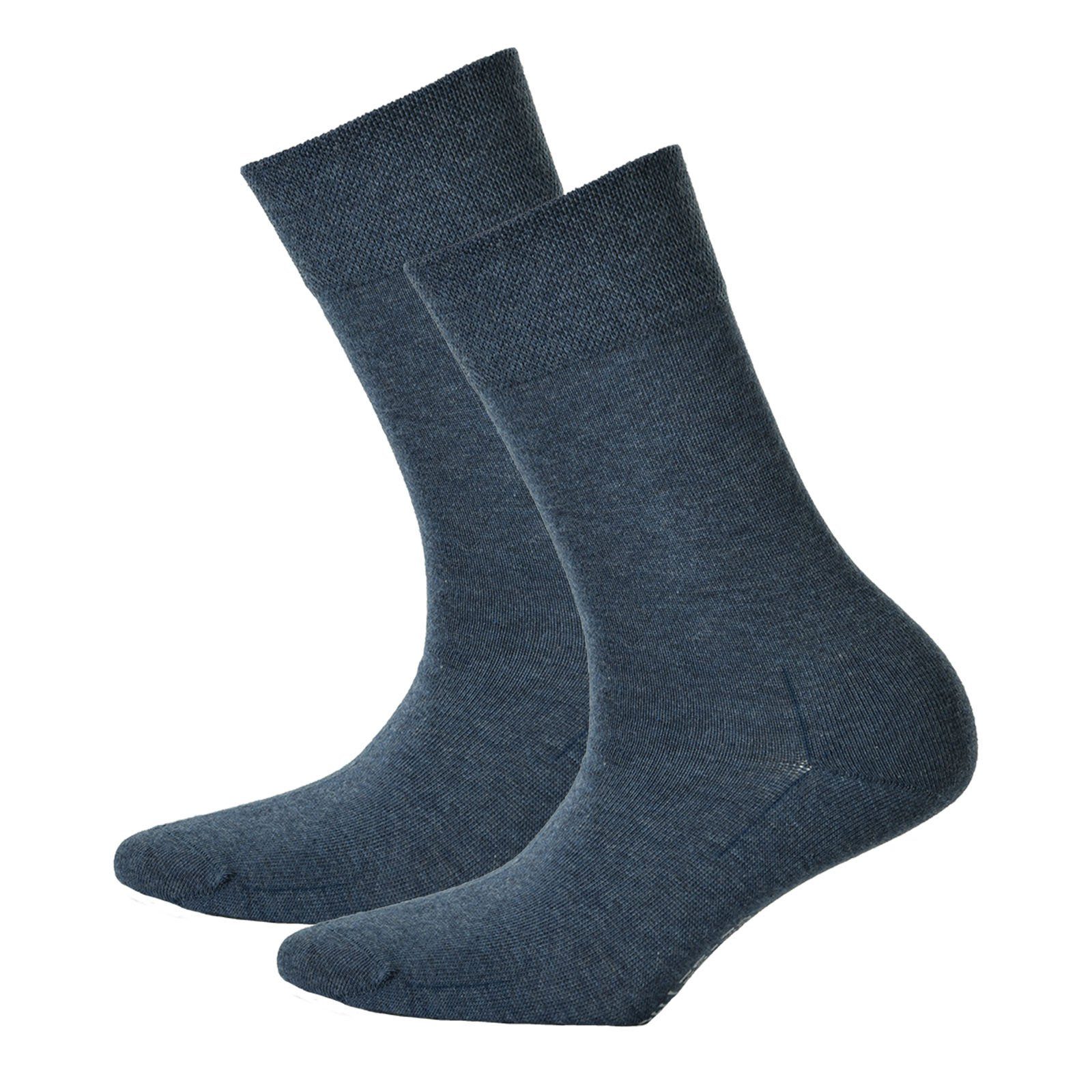 Hudson Kurzsocken Damen Socken Relax, Melange Marine - 2 Komfortbund Cotton, Paar