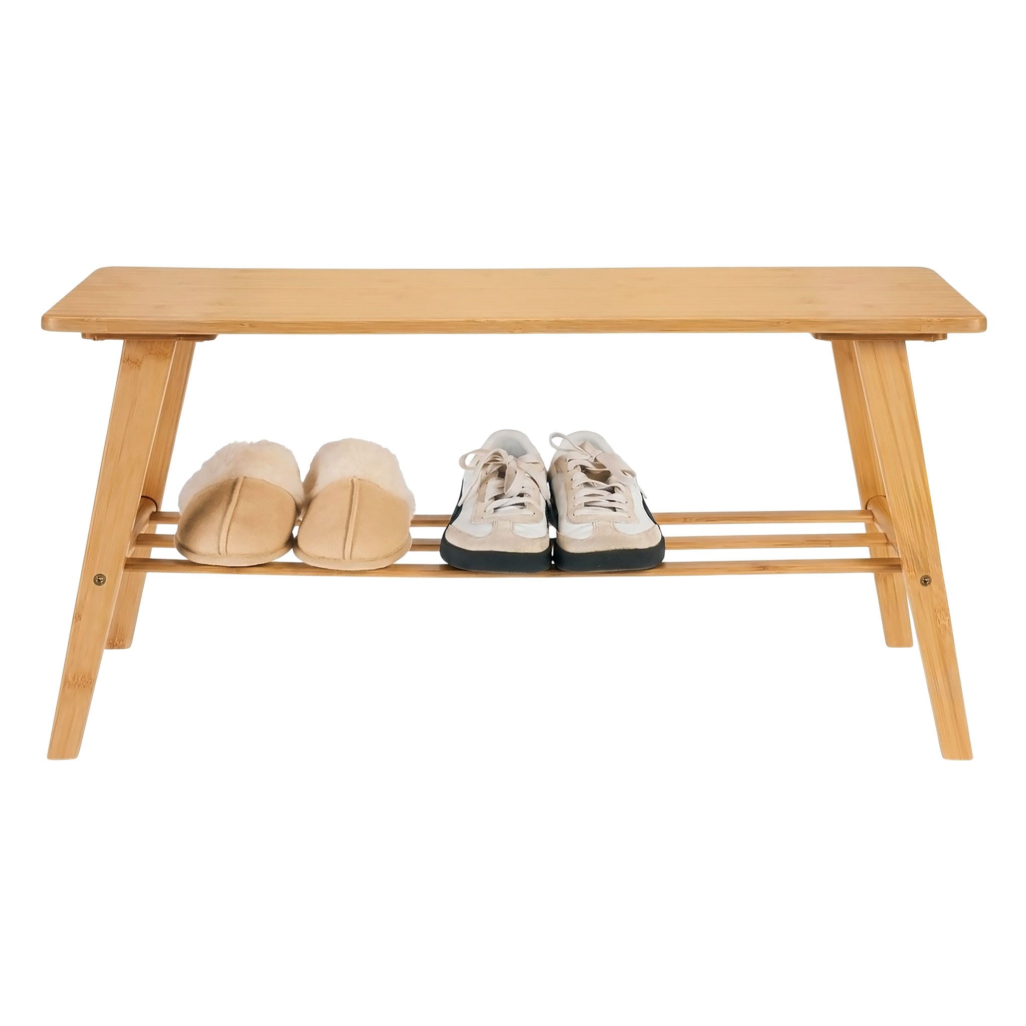 Spetebo Schuhbank Bambus Holz mit integrierter Ablage (80 x 40 cm, 1-St., belastbar bis ca. 150 kg), Massivholz Sitzbank mit Schuhablage
