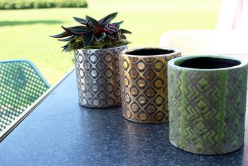 Cosy Home Ideas Übertopf 2 er Set Übertöpfe Keramik geometrisch gemustert Pflanztöpfe (Set, 2 St., Set aus 2 identischen Töpfen), mit Teil - Glasur