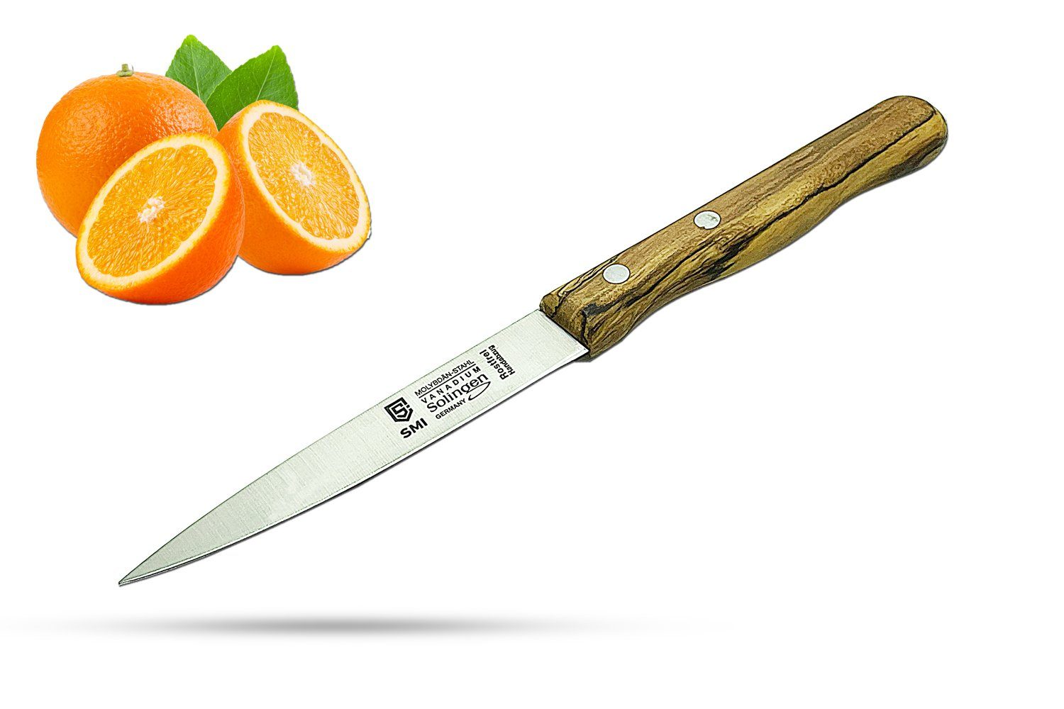 SMI Schälmesser 9,8 cm Spickmesser Solingen OlivenHolz Obstmesser Küchenmesser