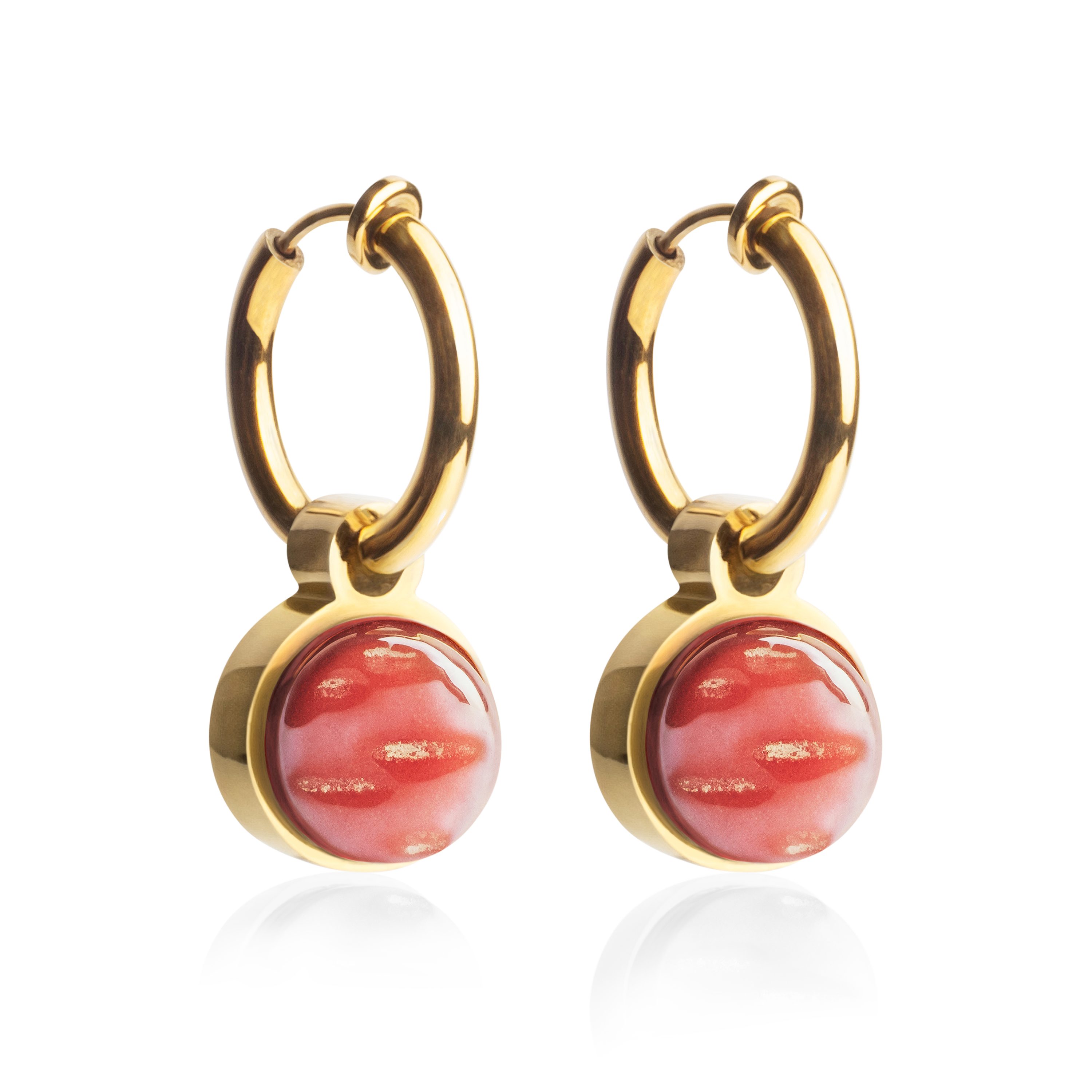 ALEXASCHA Paar Ohrclips Clip Creolen mit Einhänger • Mix & Match Ohrringe ohne Ohrloch • 14mm