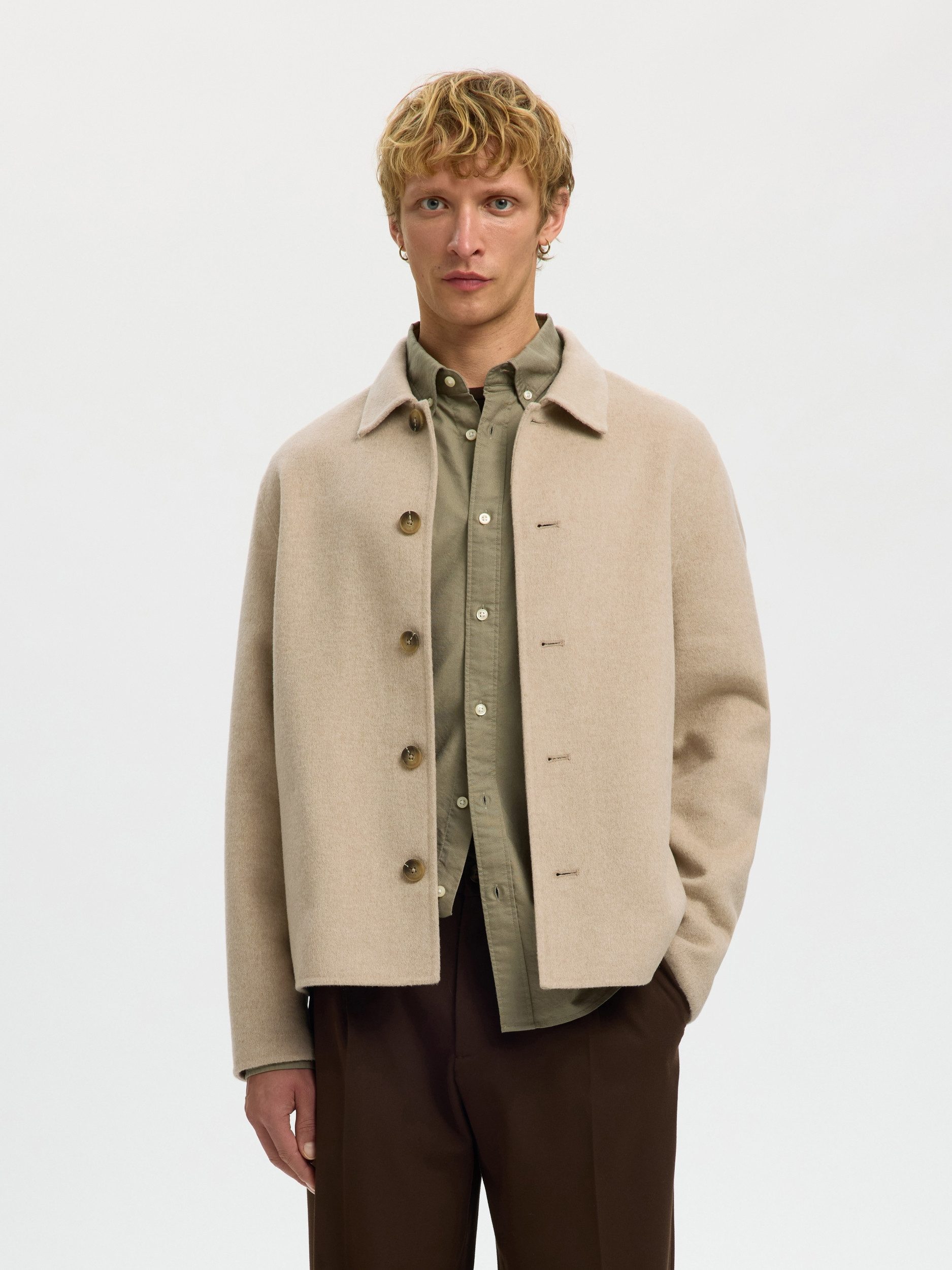SELECTED HOMME Outdoorjacke SLHOLIVER HANDMADE WOOL BLEND JKT