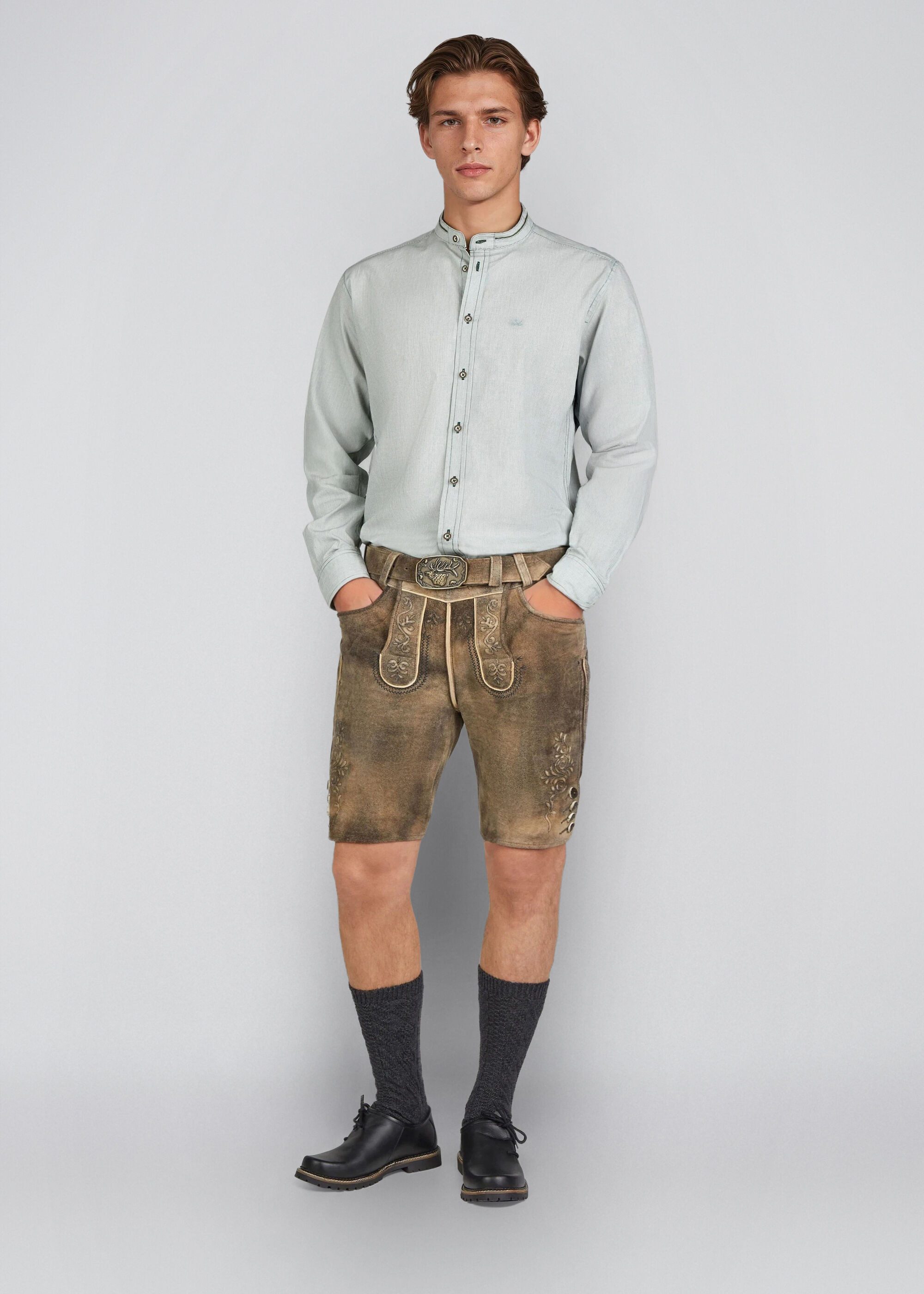 Spieth & Wensky Trachtenhemd Hubertus aus reiner Baumwolle, in Slim Fit – Bild 4 von 5