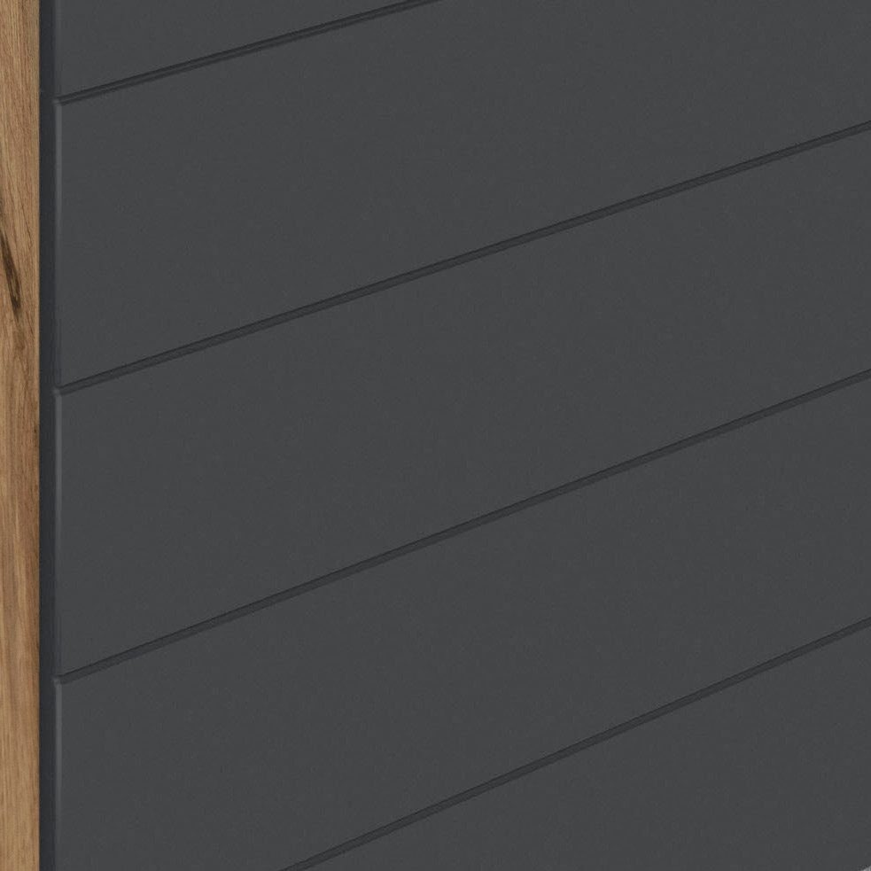 HELD MÖBEL Unterschrank | Luhe waagerechter Lisene viel wotaneiche mit grau breit, für MDF-Fronten Stauraum, Matt/wotaneichefarben 180 cm