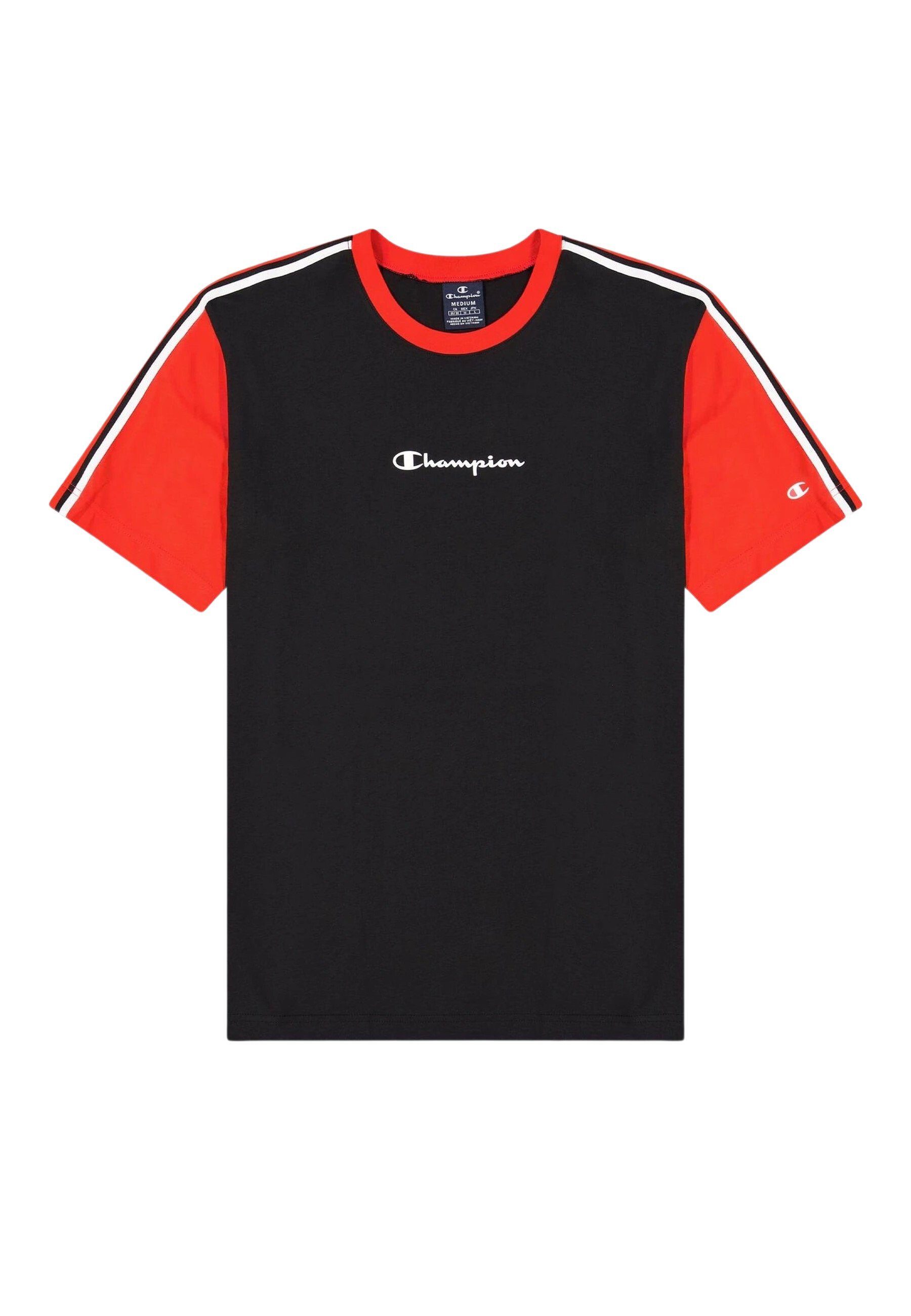 Champion T-Shirt Shirt Rundhals-T-Shirt mit Jacquardband in Comfort schwarz