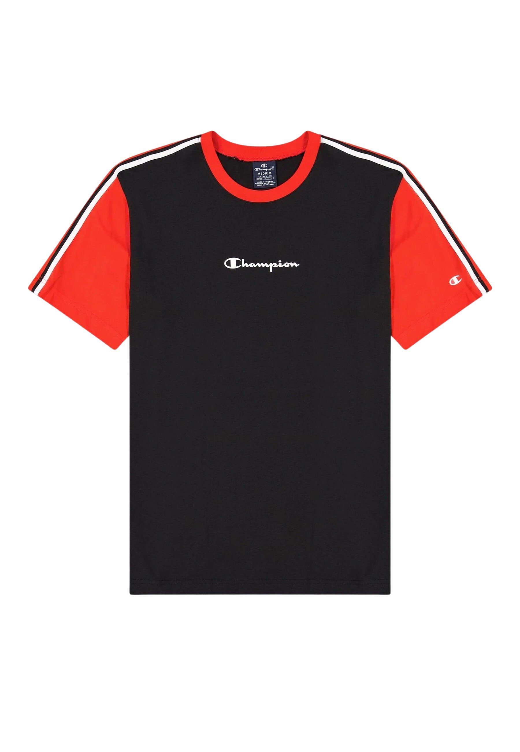 Jacquardband schwarz mit Rundhals-T-Shirt Shirt in Comfort T-Shirt Champion