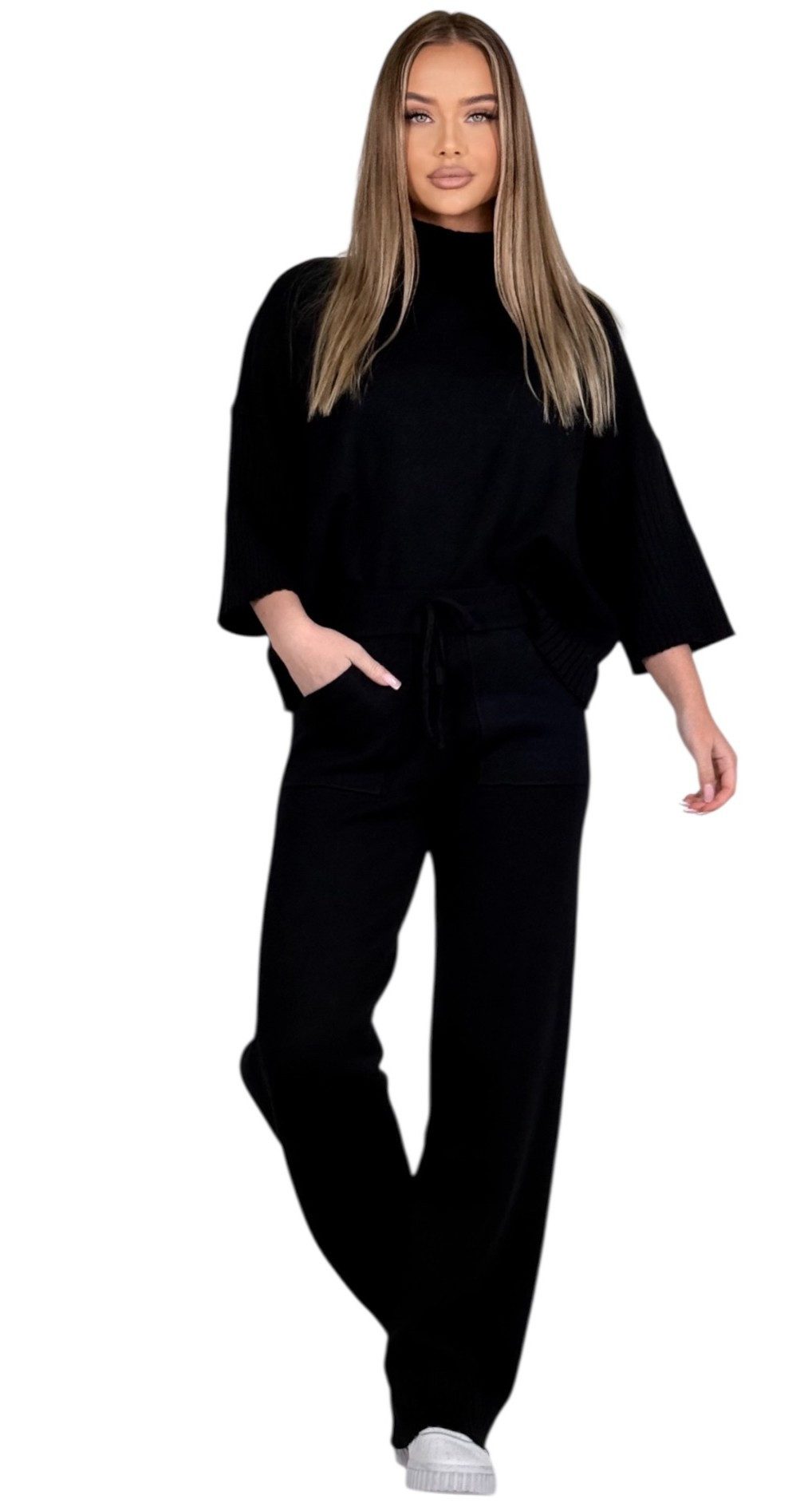 Mississhop Strickhose Damen Strick Zweiteiler – Pullover mit Hose, weicher Stoff M.412 – Bild 3 von 5