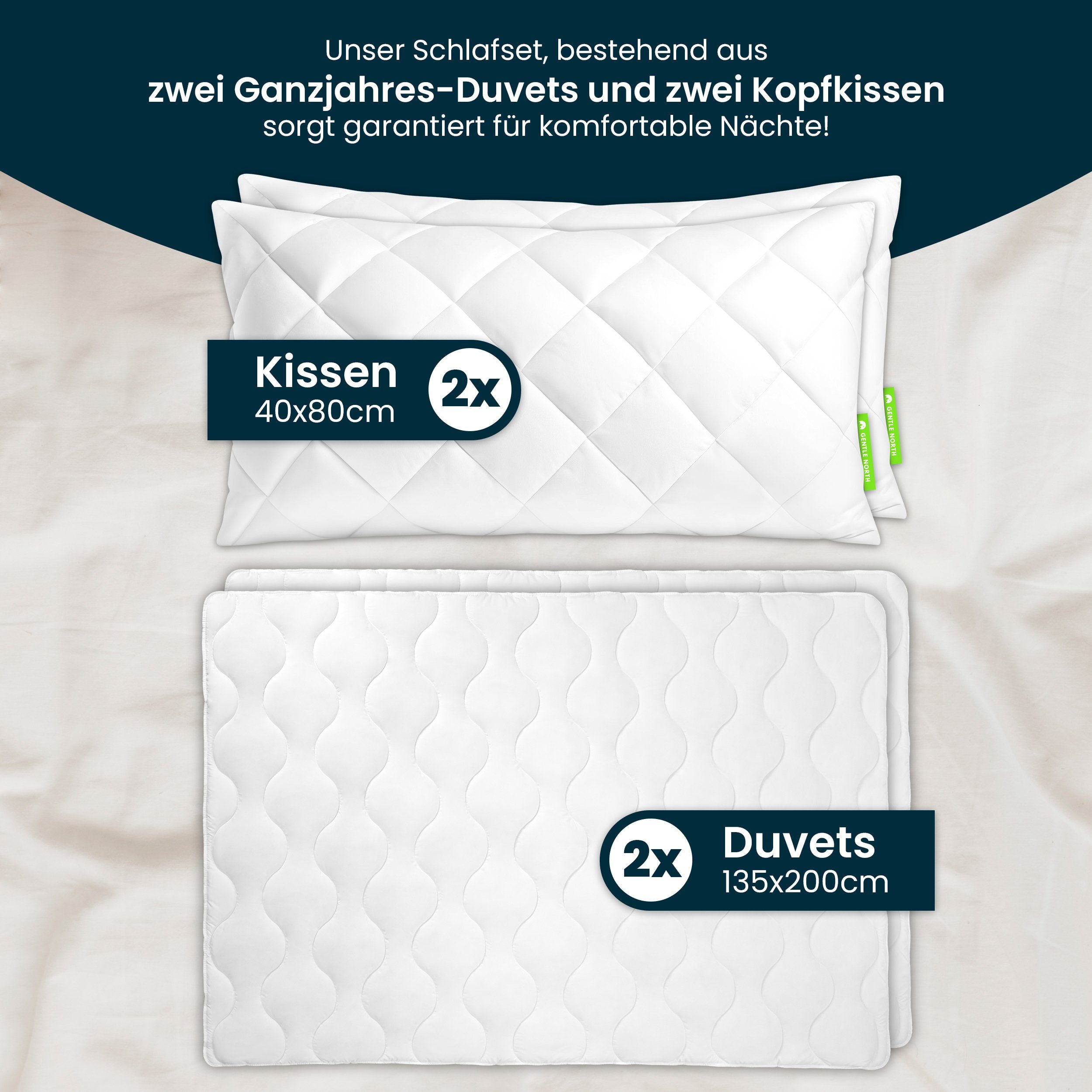 Gentle North Microfaserbettdecke + Kopfkissen Bettdecke & Kopfkissen-Set - günstig online kaufen