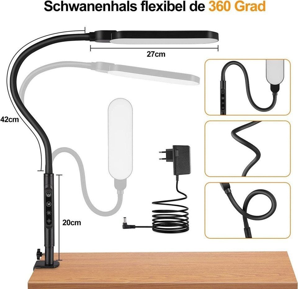 Welikera LED Schreibtischlampe 116 LEDs Klemmlampe,5 günstig online kaufen