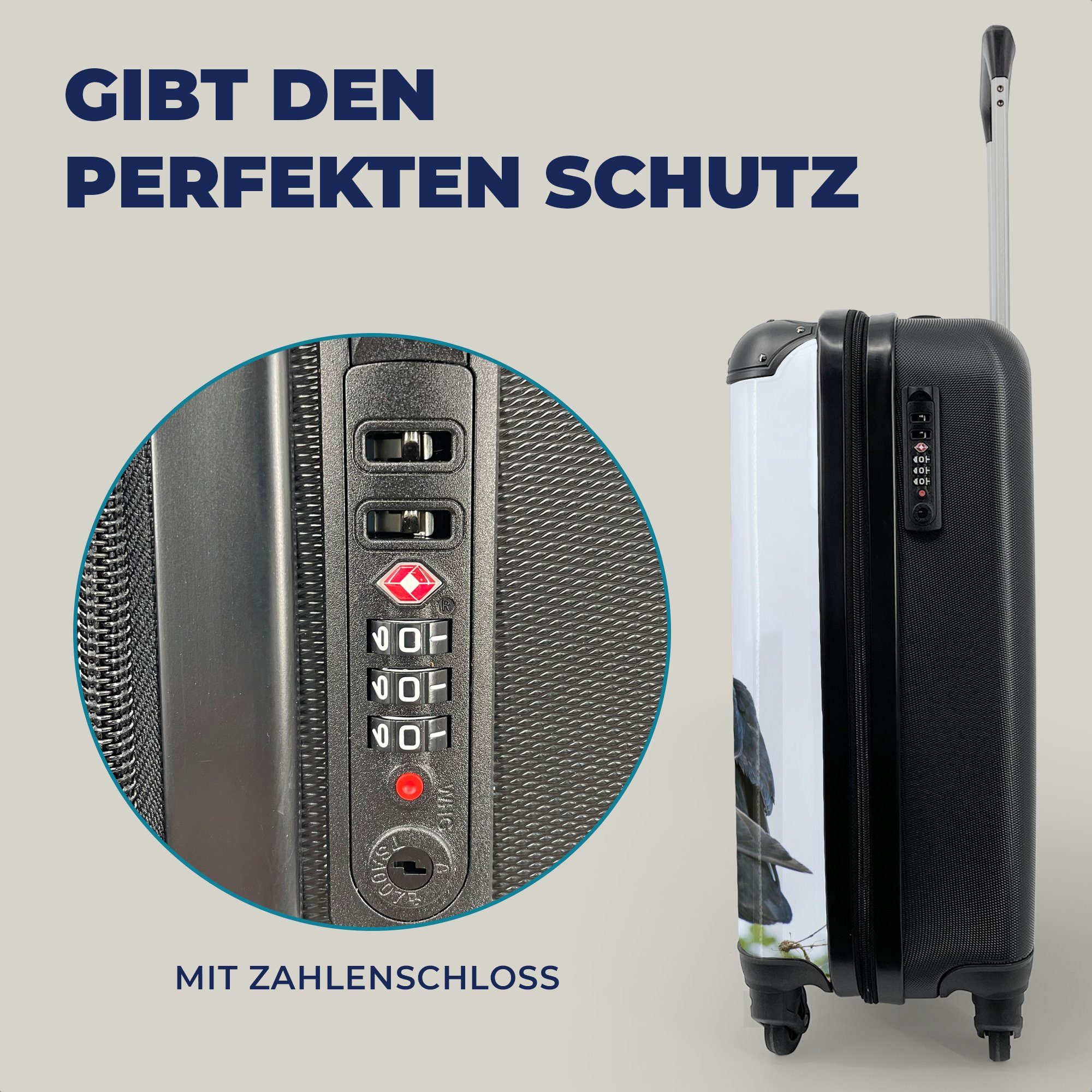 MuchoWow Handgepäckkoffer Schottischer Papageientaucher, 4 für Trolley, Reisetasche mit Reisekoffer Rollen, Ferien, Handgepäck rollen