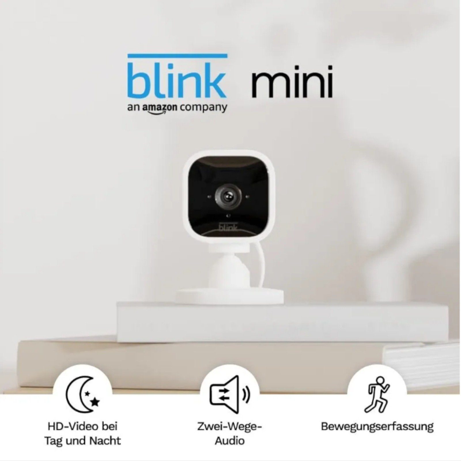 blink Mini – Kompakte, smarte Plug-in-Sicherheitskamera für innen Überwachungskamera (Innen, 1-tlg)