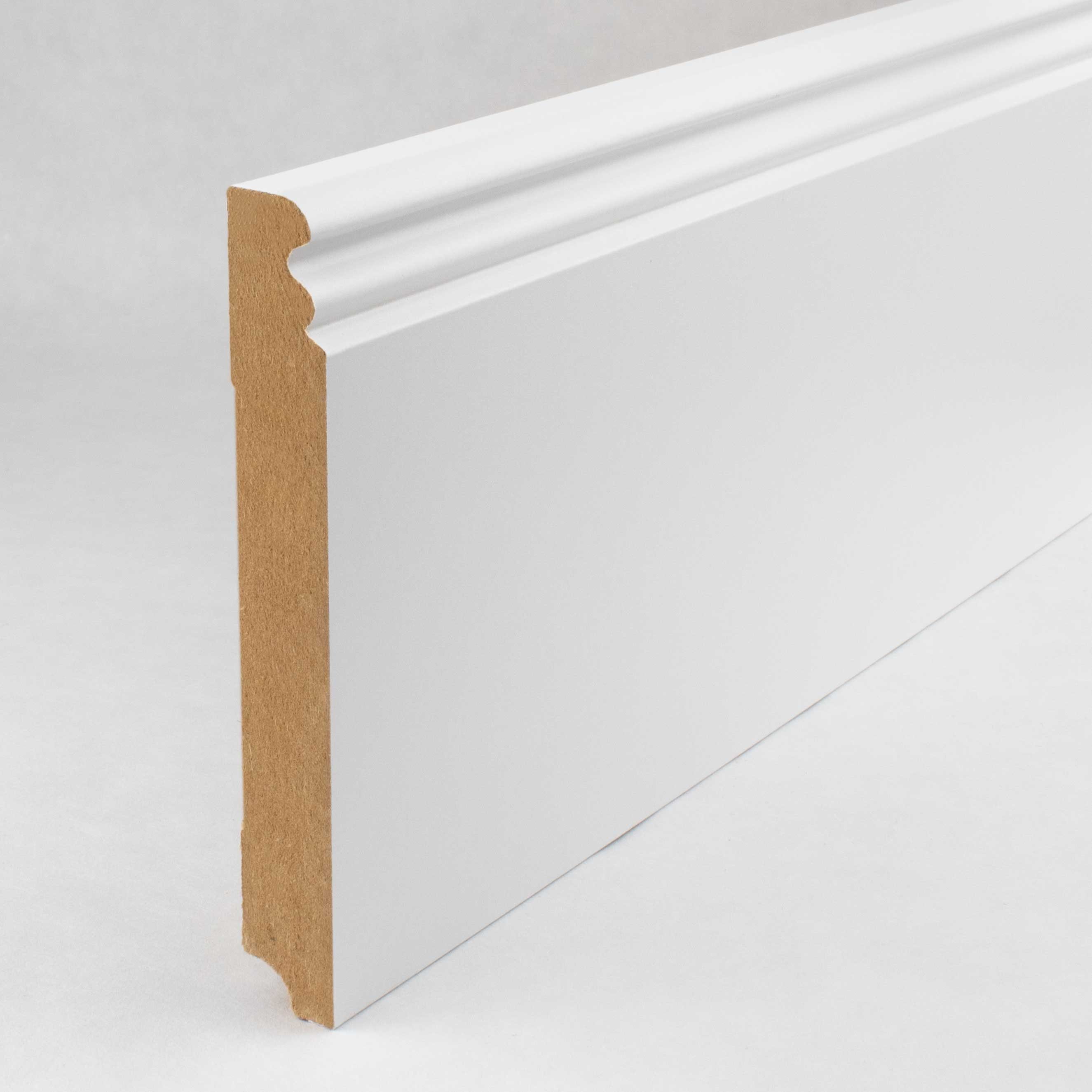 PROVISTON Sockelleiste MDF, 19 x 145 x 2500 mm, Weiß, Fußleiste Berliner Profil