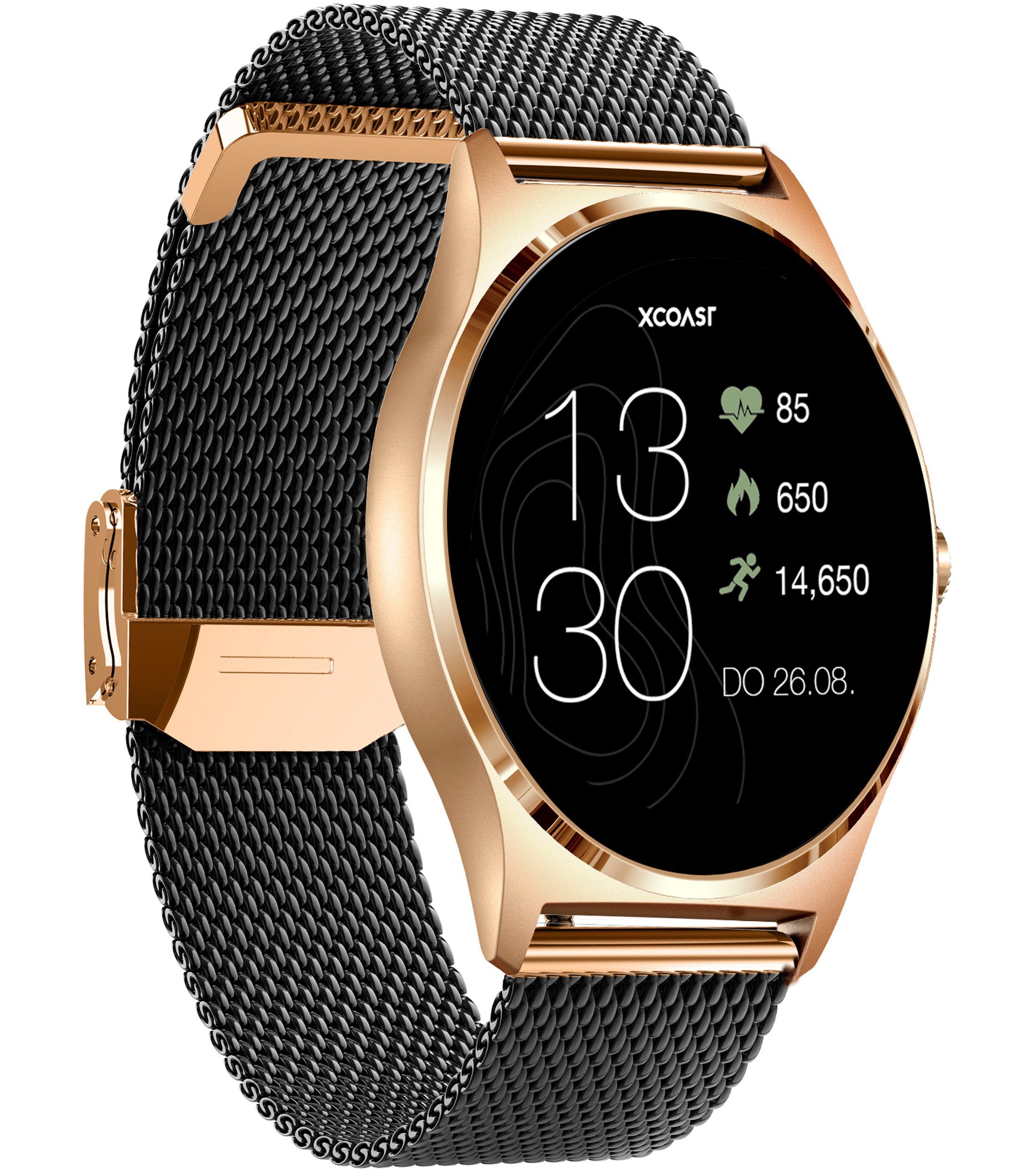 XCOAST JOLI Damen Smartwatch (3,9 cm/1,3 Zoll, iOS Android) Fitnesstracker, neueste Generation, 3-tlg., milanaise Edelstahlarmband mit Schnellwechselverschluss, IP67 wasserdicht, Herzfrequenz, Blutdruck, Blutsauerstoff, Schlaf | Smartwatches