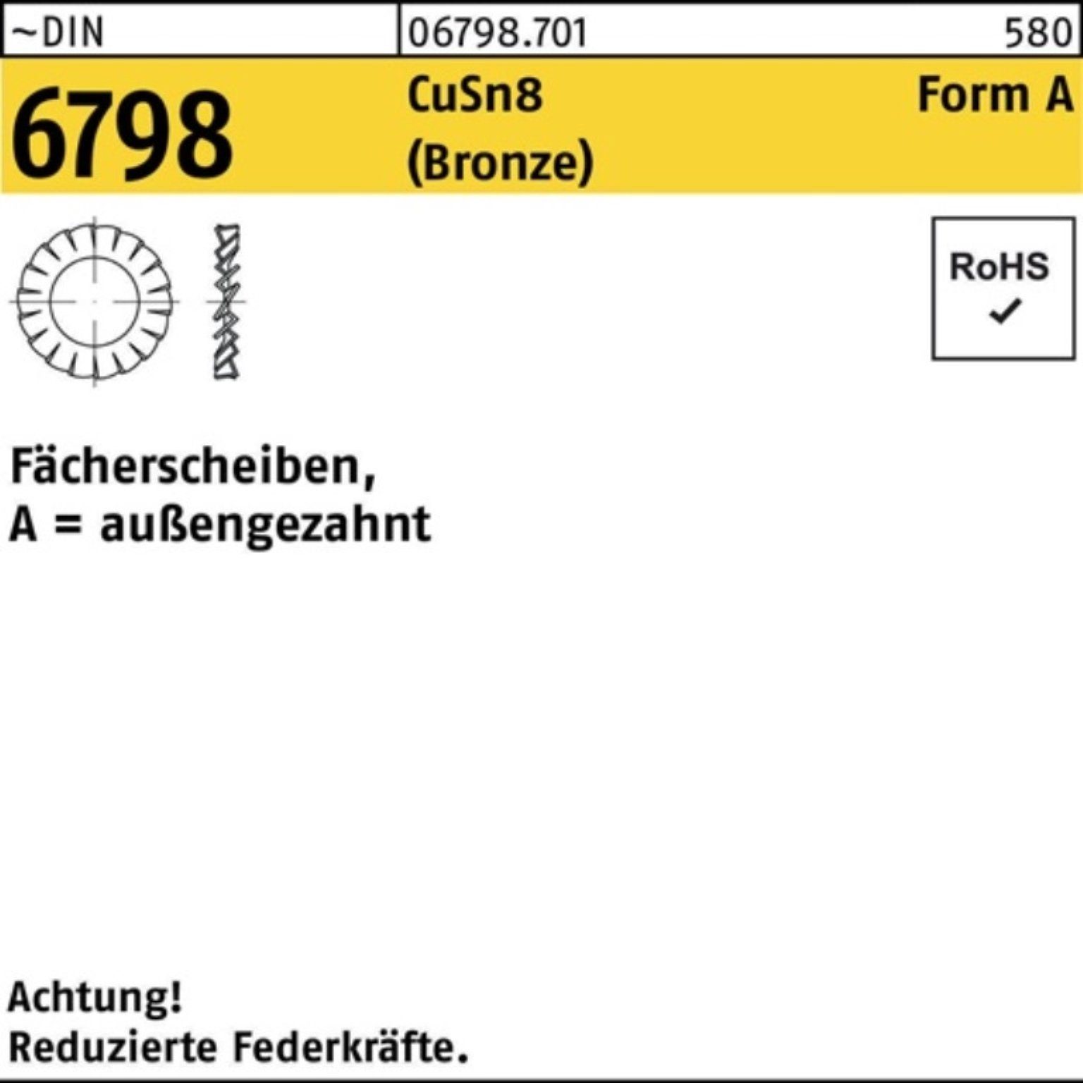 Reyher Fächerscheibe 1000er Pack Fächerscheibe DIN 6798 FormA außengezahnt A 5,3 CuSn Bro