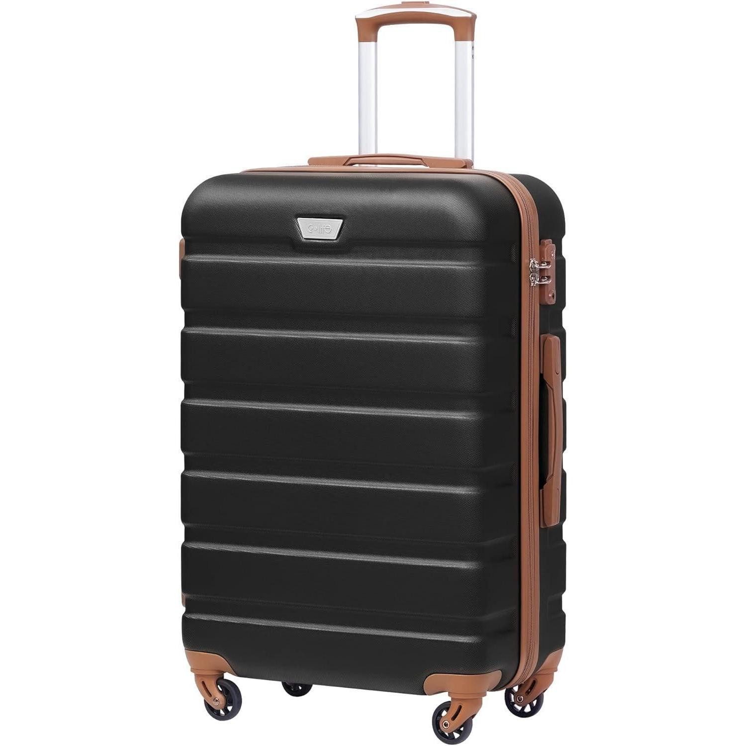 Hartschalen-Trolley Hartschalenkoffer Mittelgroß Schwarz 4 Rollen TSA-Schloss