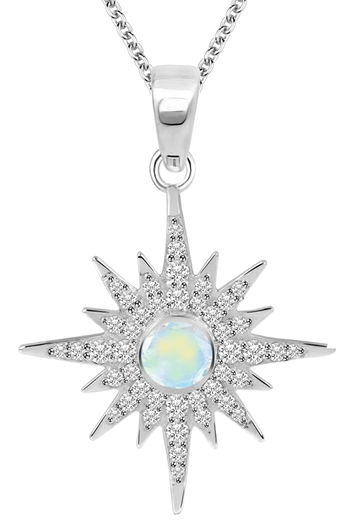 Limana Kette mit Anhänger echter Opal und Topas Edelstein 925 Silber Stern Schneeflocke (inkl. Tasche und Dose Halskette Ehefrau Schmuck), Weihnachtsgeschenk Geschenk Set für Sie Frauen Damen Freundin Mutter