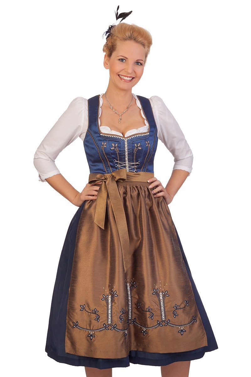 Spieth & Wensky Dirndl Midi Dirndl 2tlg. - WANDA - blau