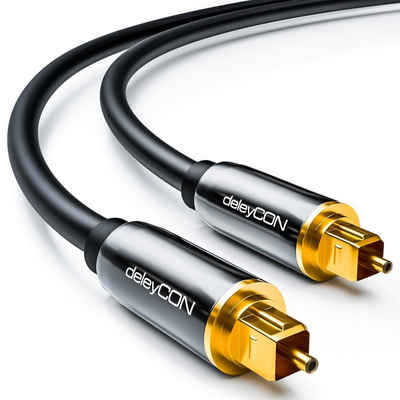 deleyCON »deleyCON HQ 2m Optisches Audio Kabel 5mm LWL- 2x Toslink Metallstecker Schwarz« Optisches-Kabel