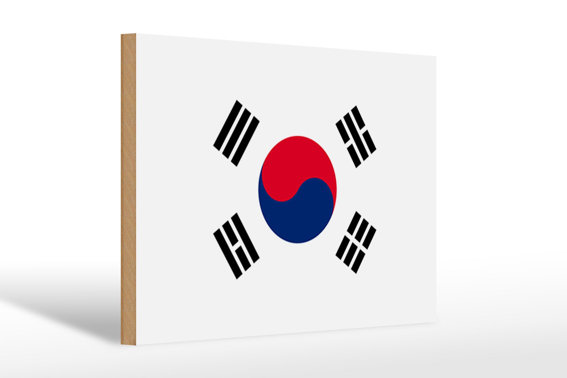 Femer GmbH Holzbild Flagge Südkoreas 30x20cm Flag of South Korea, Flaggen (1 St), Glatte Holzfaserplatte (MDF), vorn beschichtet