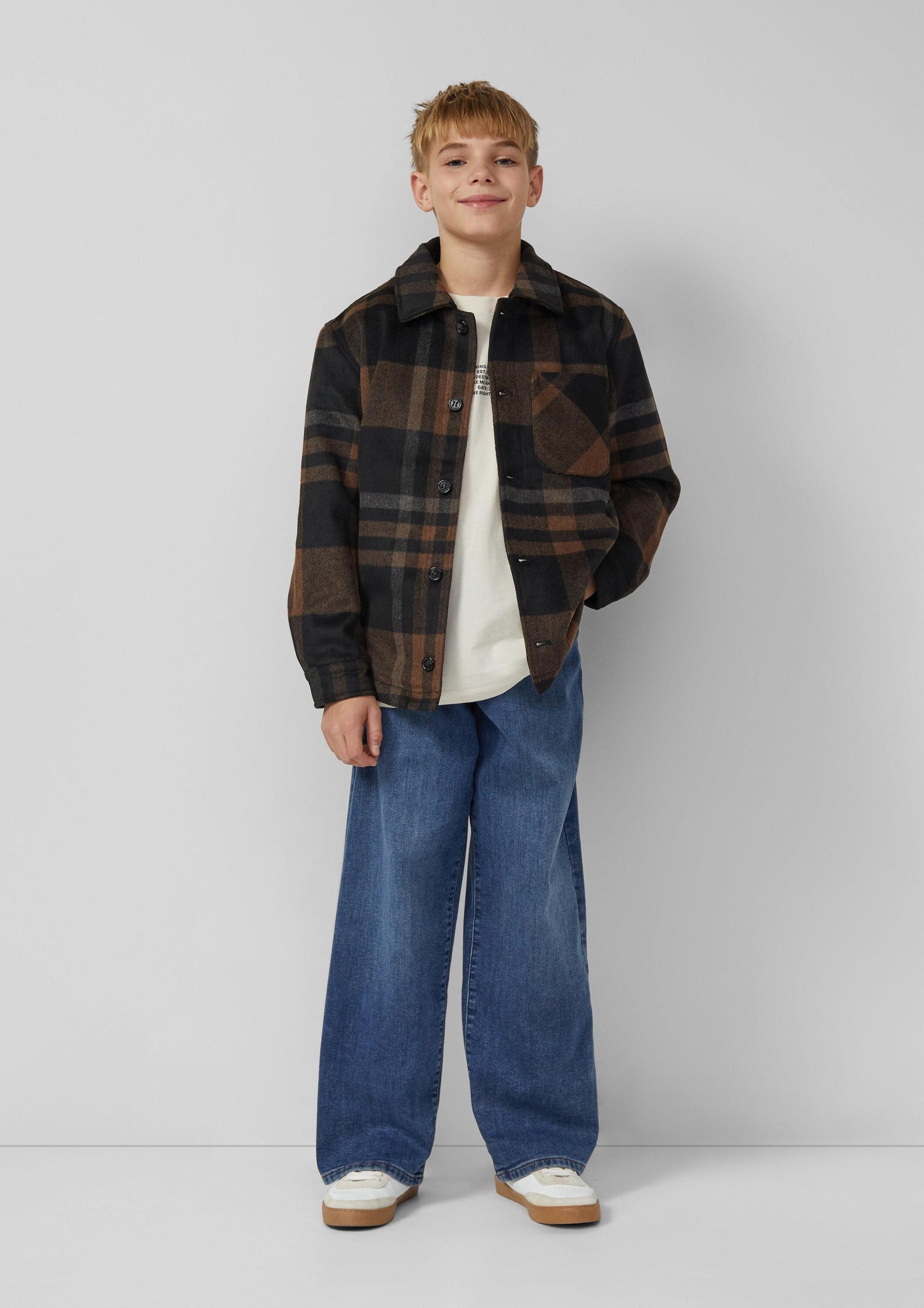 s.Oliver Hemdjacke Indoor-Jacke Gefüttertes Overshirt in Woll-Optik