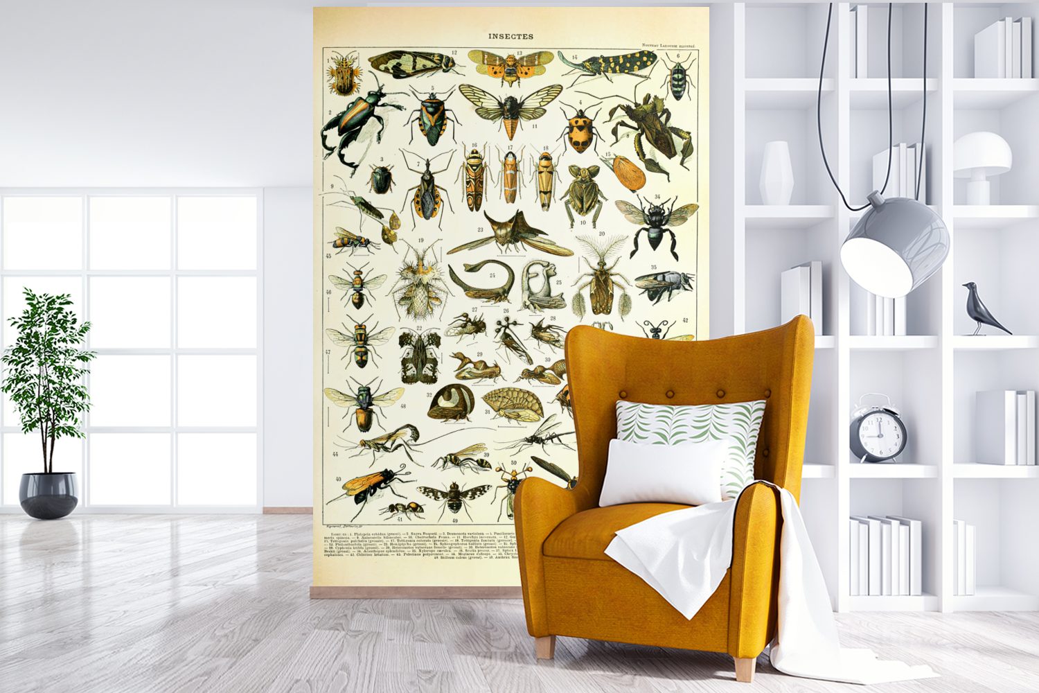 MuchoWow Fototapete Insekten - Montagefertig Tapete bedruckt, Wohnzimmer, (3 für Jahrgang, - Tiere Wandtapete St), Matt, Vinyl