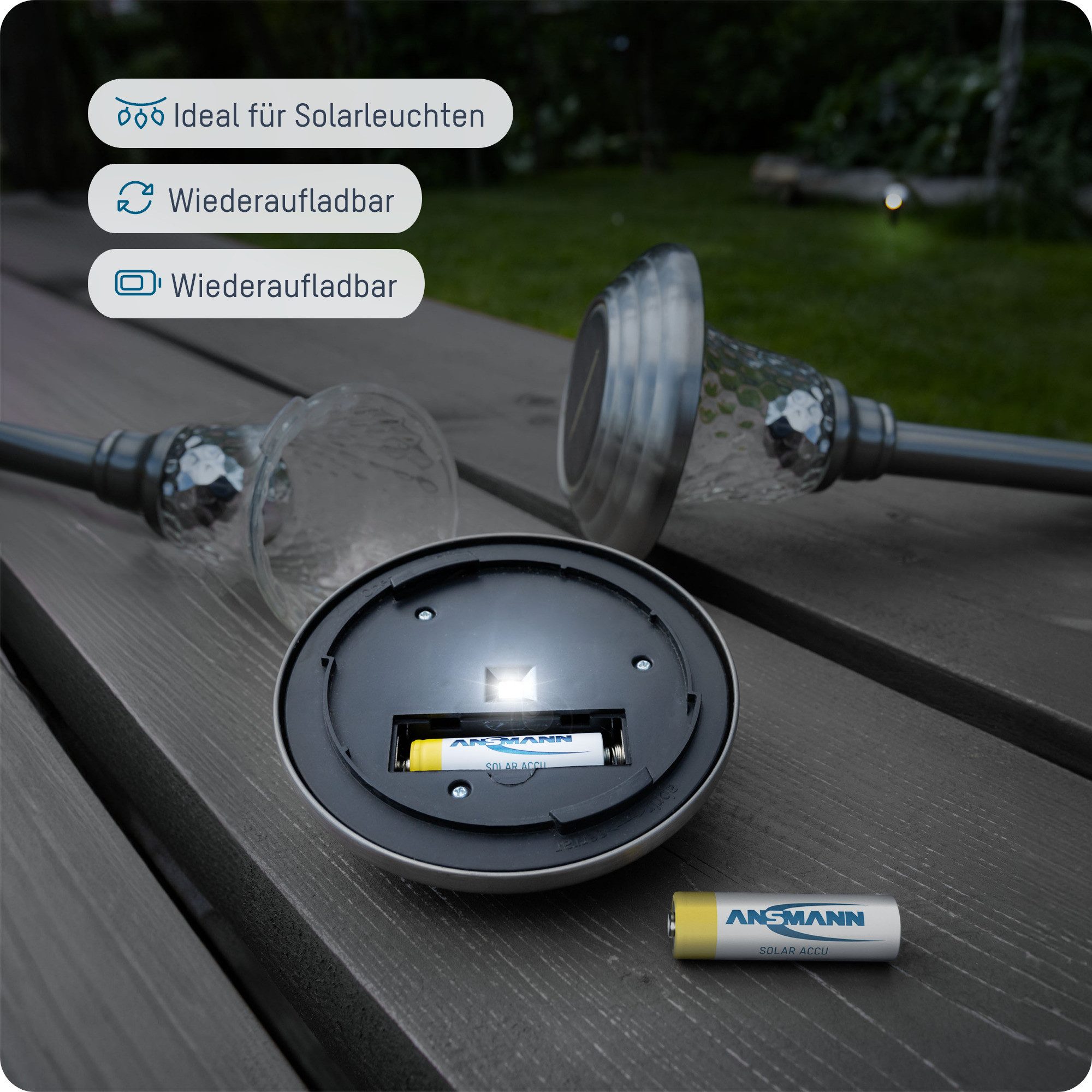 ANSMANN AG Akku AA Mignon 800mAh 1,2V NiMH für Solarlampen 6 Stk. wiederaufladbar Akku 800 mAh (1.2 V)