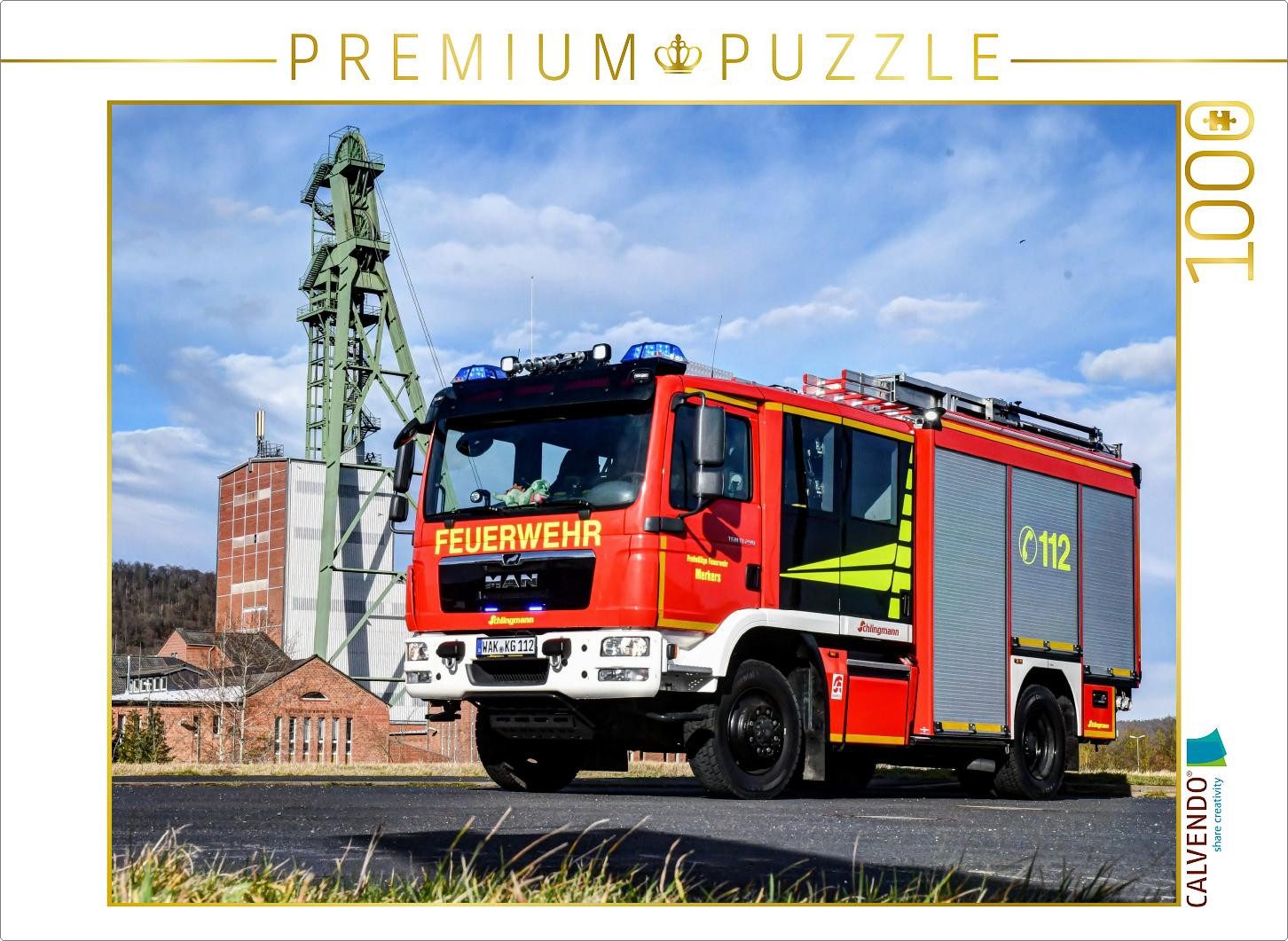 CALVENDO Puzzle CALVENDO Puzzle Schlingmann HLF 10 - Merkers Volunteer Fire Department, 1000 Puzzleteile