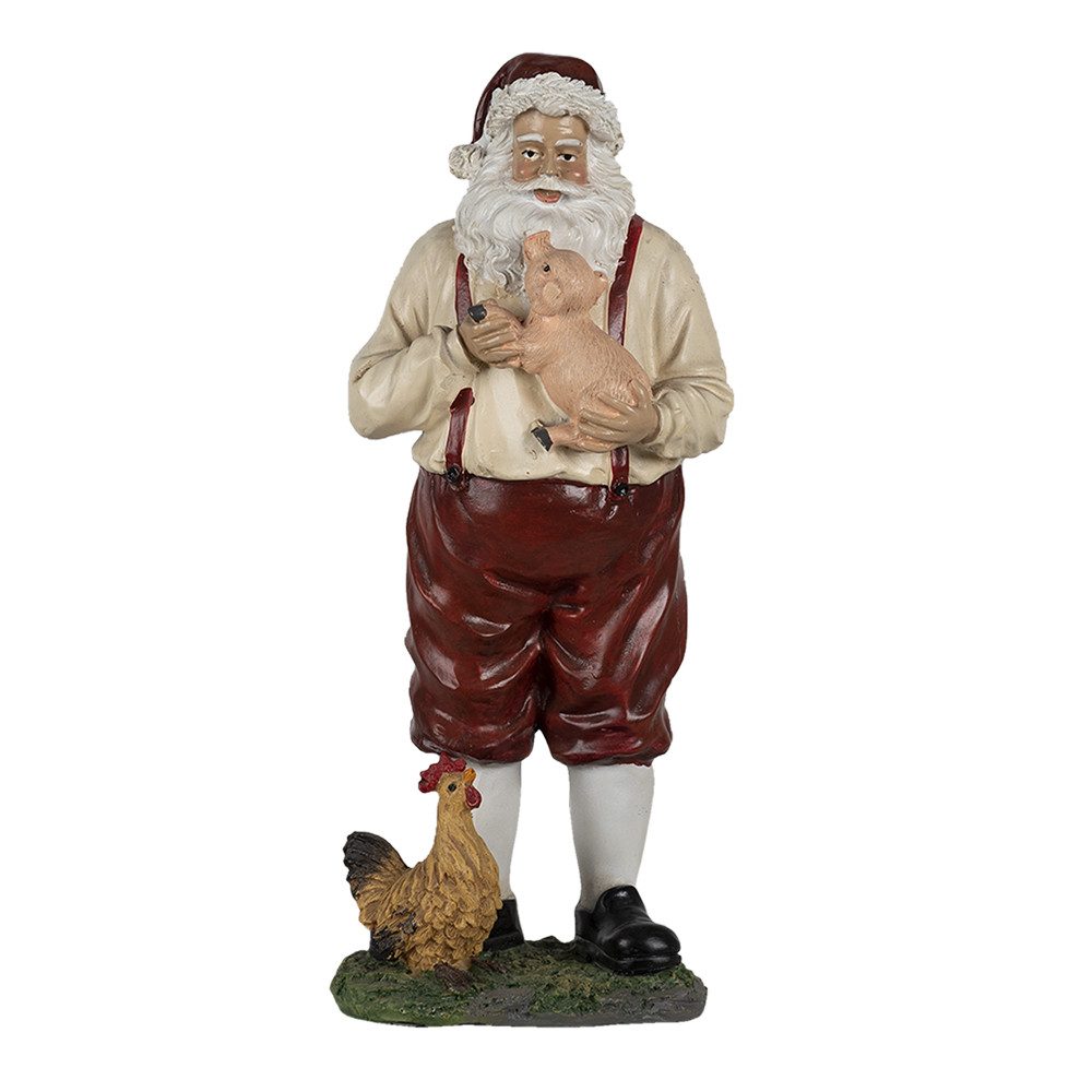 Clayre & Eef Weihnachtsmann Figur Weihnachtsmann 27 cm Rot Beige Weihnachtsdekoration, Sammelfigur, Weihnachtsmann, Sammlerfigur, Dekofigur