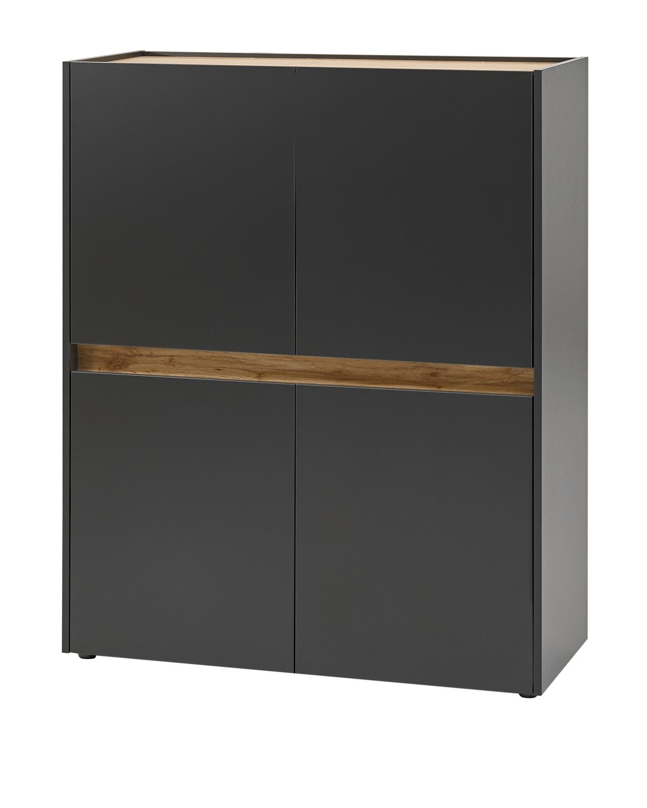 Furn.Design Highboard Center (Büroschrank in grau matt mit Wotan Eiche, 4-türig, 100 x 122 cm), mit 8 Fächern
