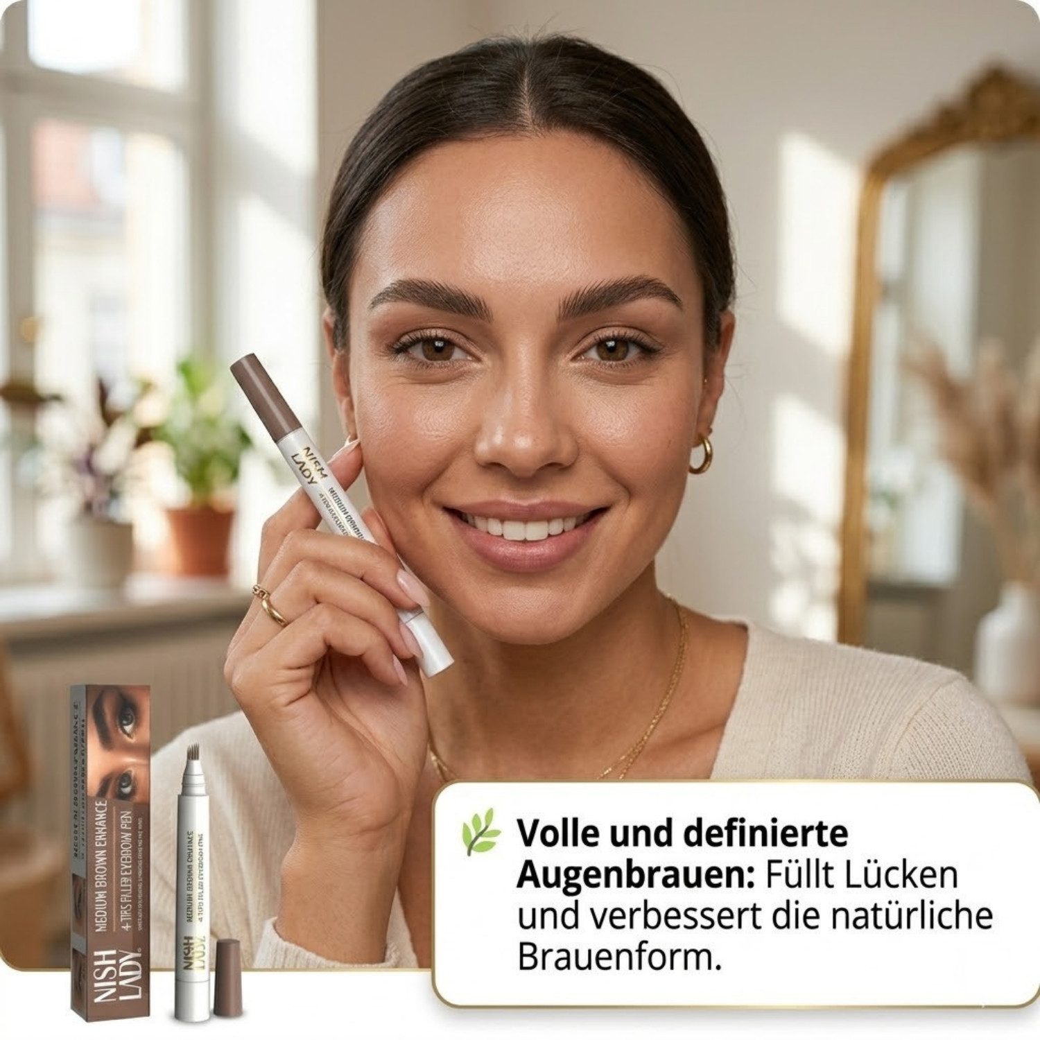 Nishlady Augenbrauen-Farbe Nishlady 4-Tips Augenbrauenstift – 3 Farben