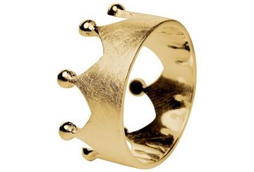 SILBERMOOS Fingerring XL Kronenring Vergoldet, 925 Sterling Silber