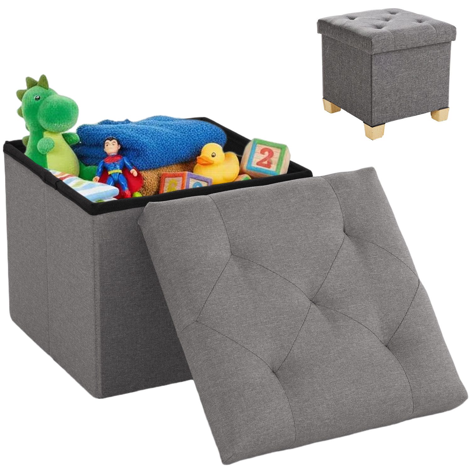 DUMOS Sitzhocker Quadratischer Sitzhocker mit Stauraum, Sitzhocker mit Stauraum