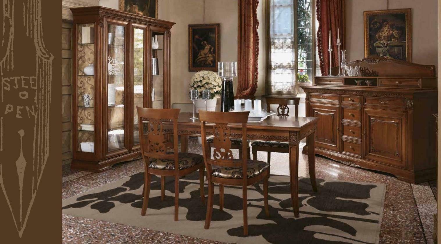 Komplett Stuhl Barock Tisch Garnitur Esszimmer-Set, Set JVmoebel 4x neu Vitrine Anrichte 8tlg. Esszimmer