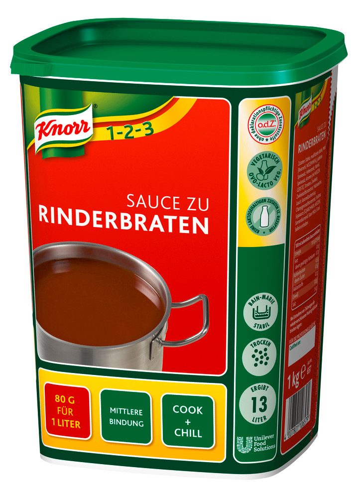 Knorr Saucen, Knorr Rinderbraten Sauce in Pulverform kräftig würzig zubereiten 1000g