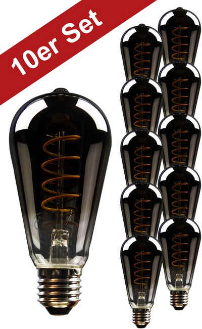 BLULAXA »Vintage« LED-Filament, E27, 10 St., Extra-Warmweiß, 10er-Set, Vintage ST64, smoky, superwarmweis