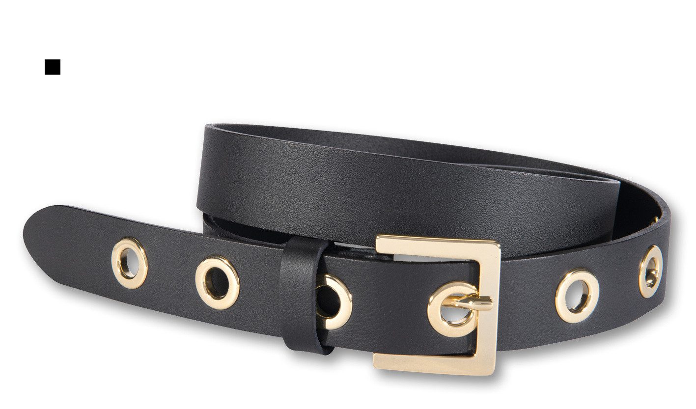 Silbergift Ledergürtel Ledergürtel mit eckiger Goldschließe & großen Metall günstig online kaufen