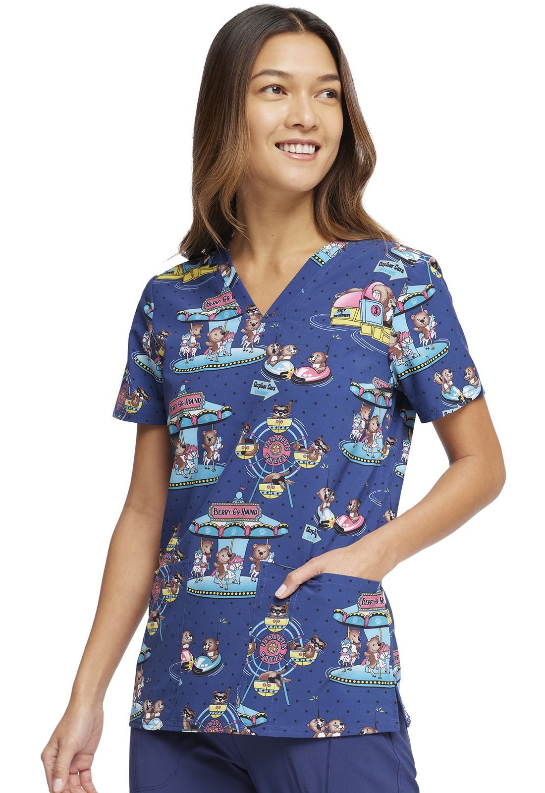 Cherokee Funktionsbluse Bunt bedruckter Damen Kasack "Carnival Critters" Kasack mit Motiv