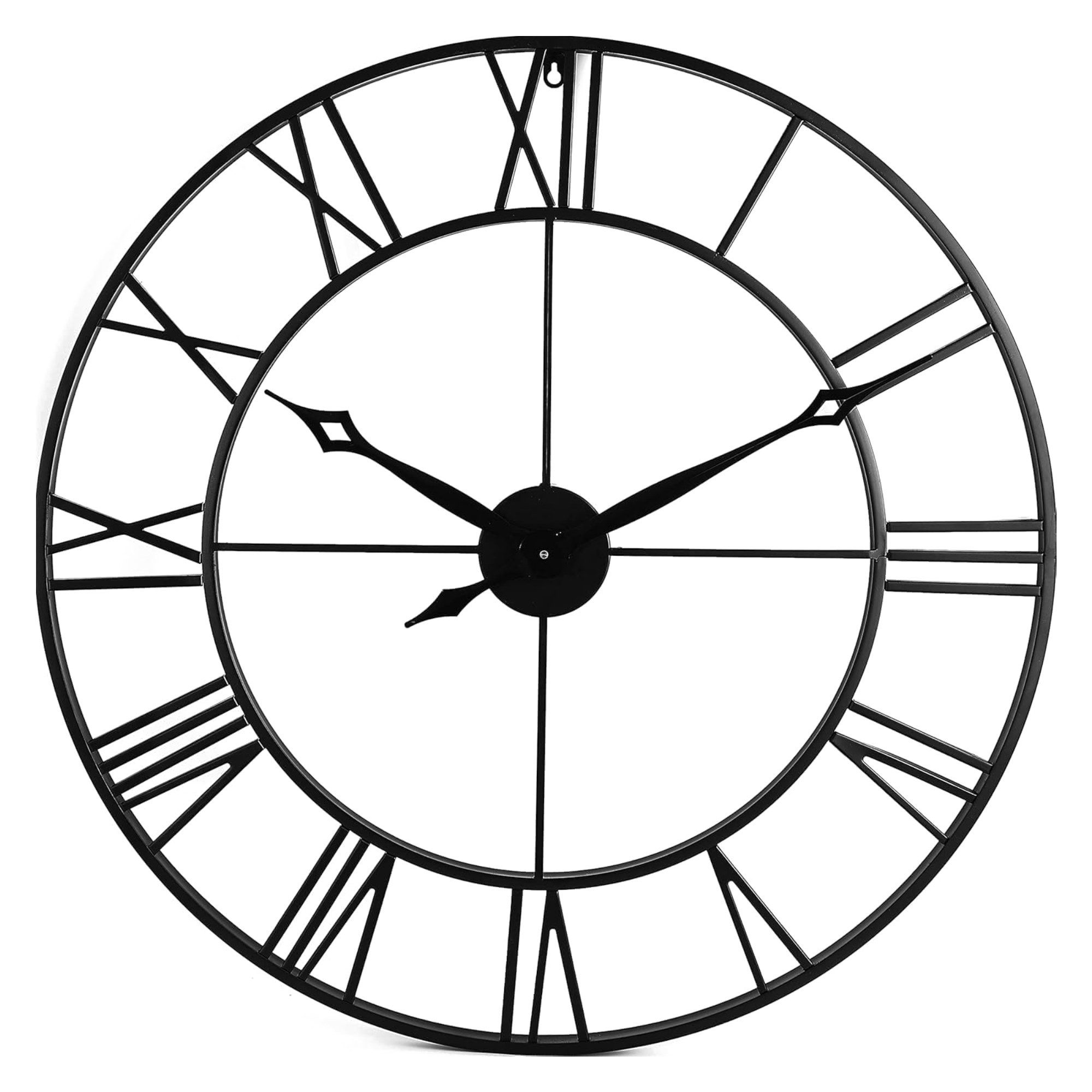 Samilito Wanduhr im Vintage-Stil, Metall, römische Ziffern, 2 cm Rahmen (Leises Quarzwerk, dicker Metallrahmen, einfach aufzuhängen)