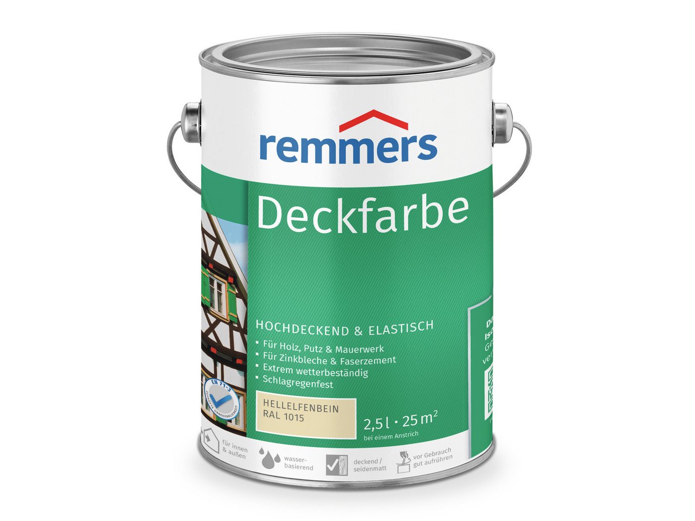 Remmers Wetterschutzfarbe Deckfarbe 2,5 Liter, für viele Untergründe, hochdeckend, wetterfest