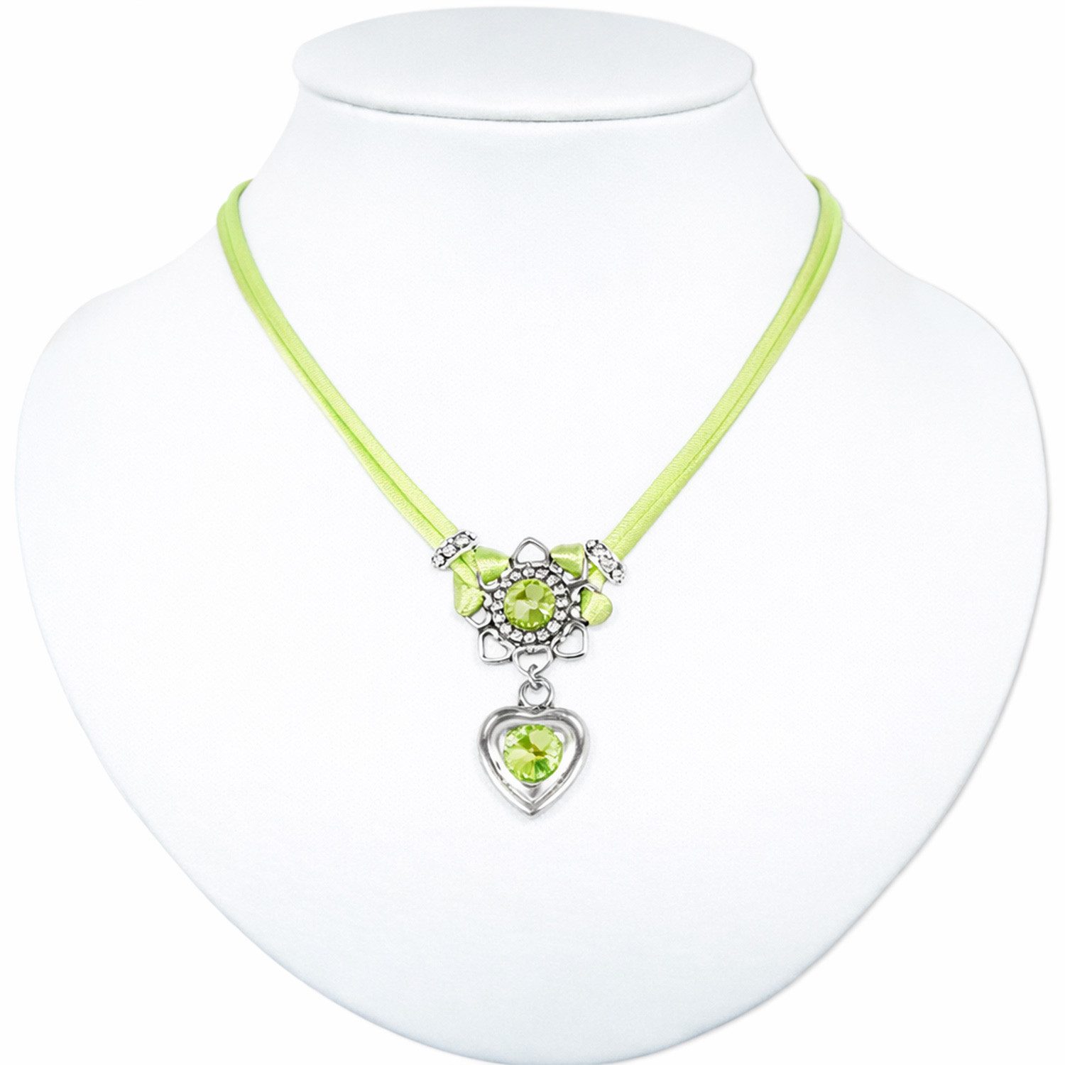 LUISIA® Kette mit Anhänger Chiara mit Herzblüte, Strassherz und Premium Kristallen (inkl. Schmuckbox)