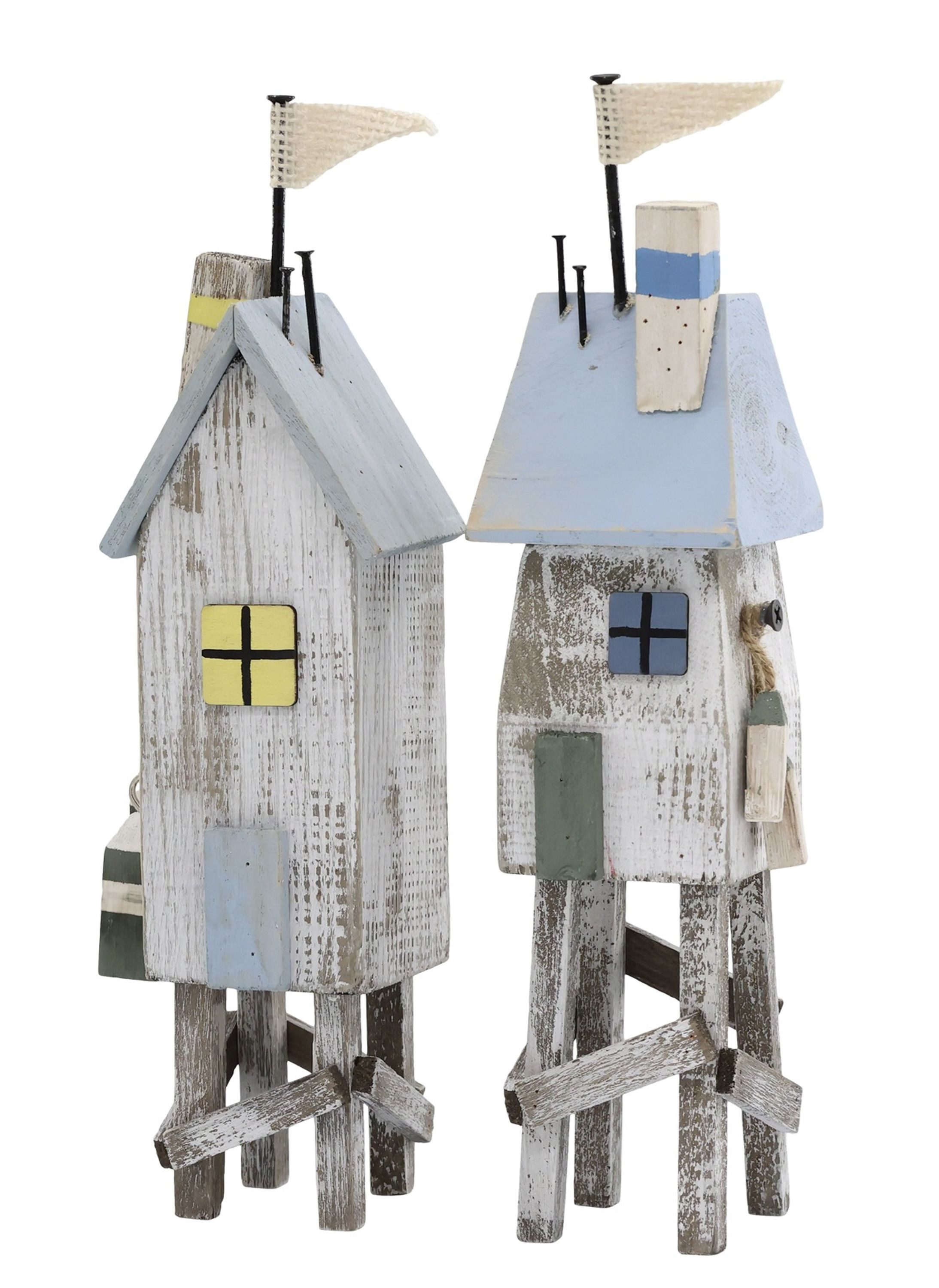 Chic Antique Dekoobjekt Chic Antique - 2x Deko Standhaus Strandhäuser Haus Häuser Holz