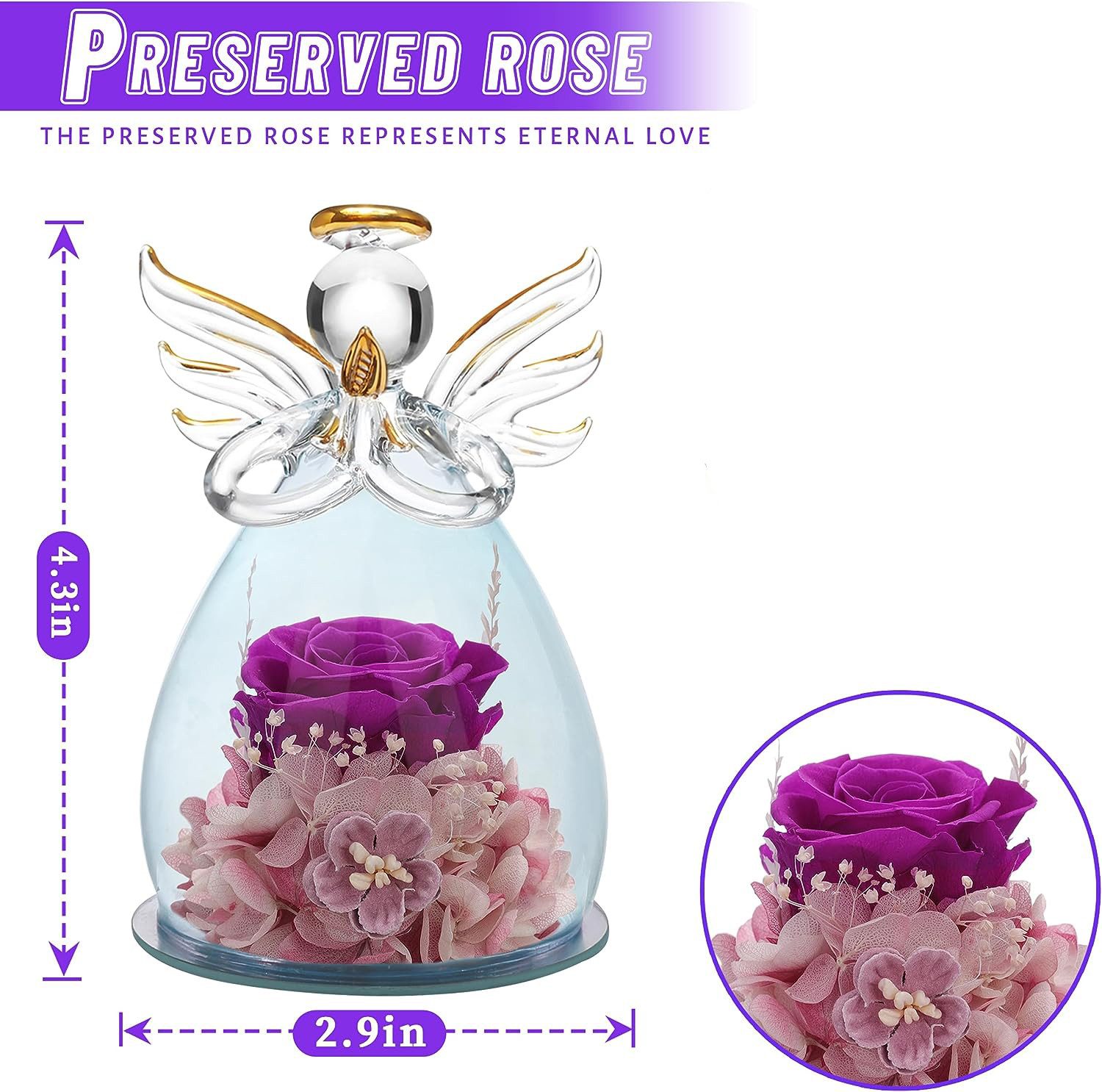 Kunstblume Kunstblume Ewige Rose mit Engel günstig online kaufen