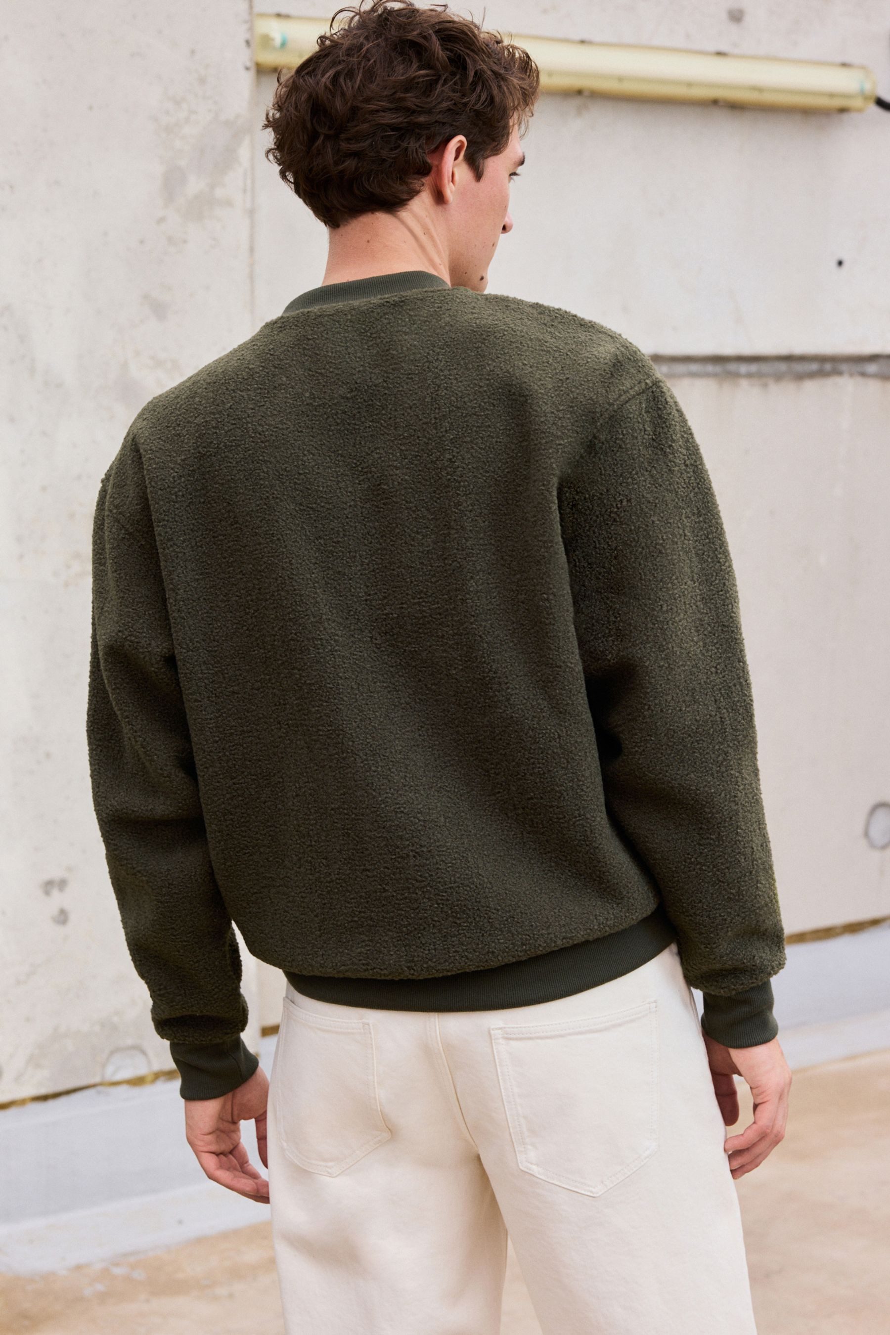 Next Fleecepullover Fleece-Rundhalssweatshirt in Wolloptik (1-tlg) günstig online kaufen