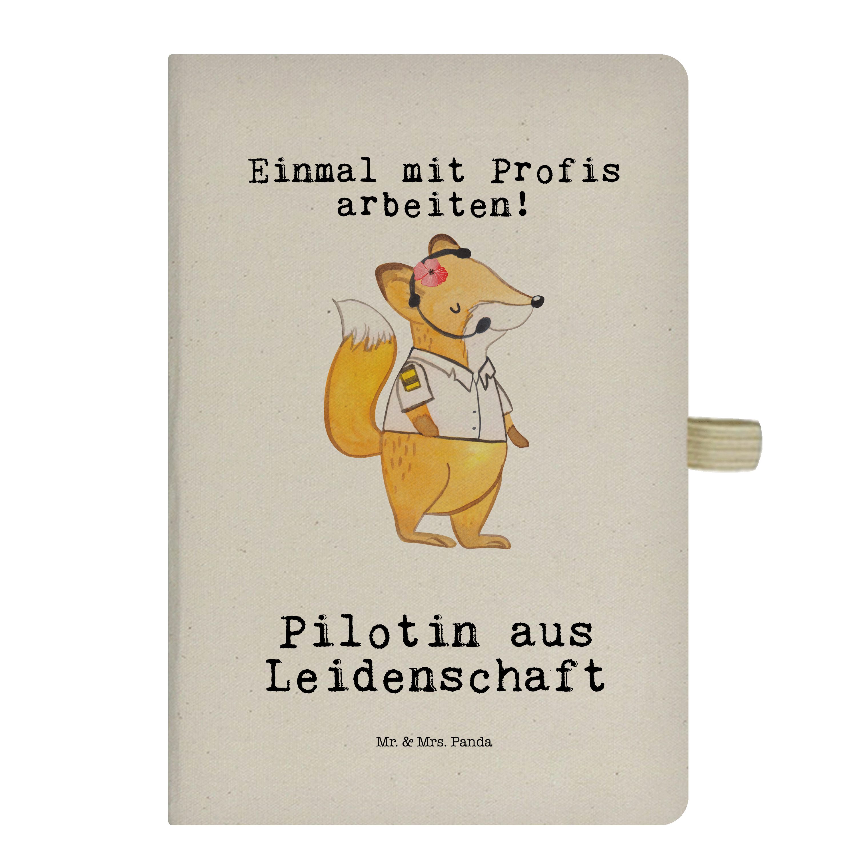 Mr. & Mrs. Panda Notizbuch Pilotin aus Leidenschaft - Transparent - Geschenk, Moderation, Notize Mr. & Mrs. Panda