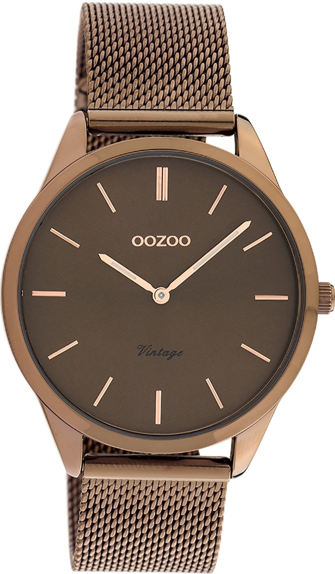 OOZOO Quarzuhr Oozoo Damen Armbanduhr Ultra Slim, Damenuhr rund, mittel  (ca. 38mm) Edelstahlarmband, Fashion-Style, Topmodische, sehr flache Uhr  für Damen mit hochwertigem TMI Quarzwerk