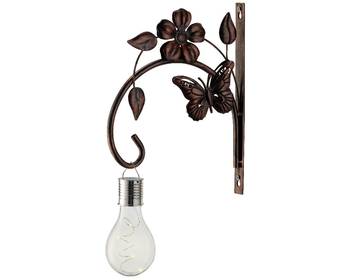 Decoris season decorations Dekoobjekt, Wandhaken Blume & Schmetterling aus Eisen Outdoor 19x2x25cm